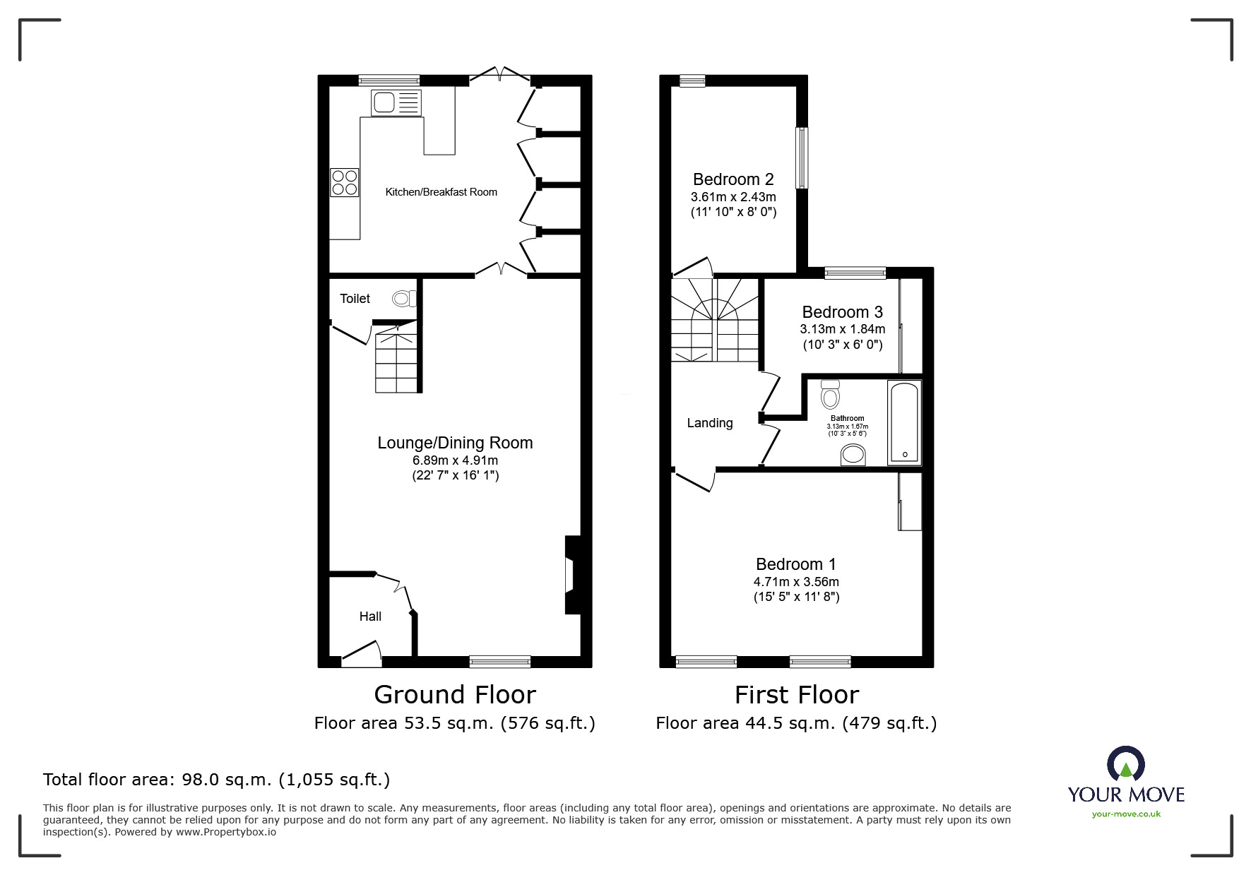 Floorplan of 3 bedroom Mid Terrace House for sale, Babbacombe Road, Torquay, Devon, TQ1