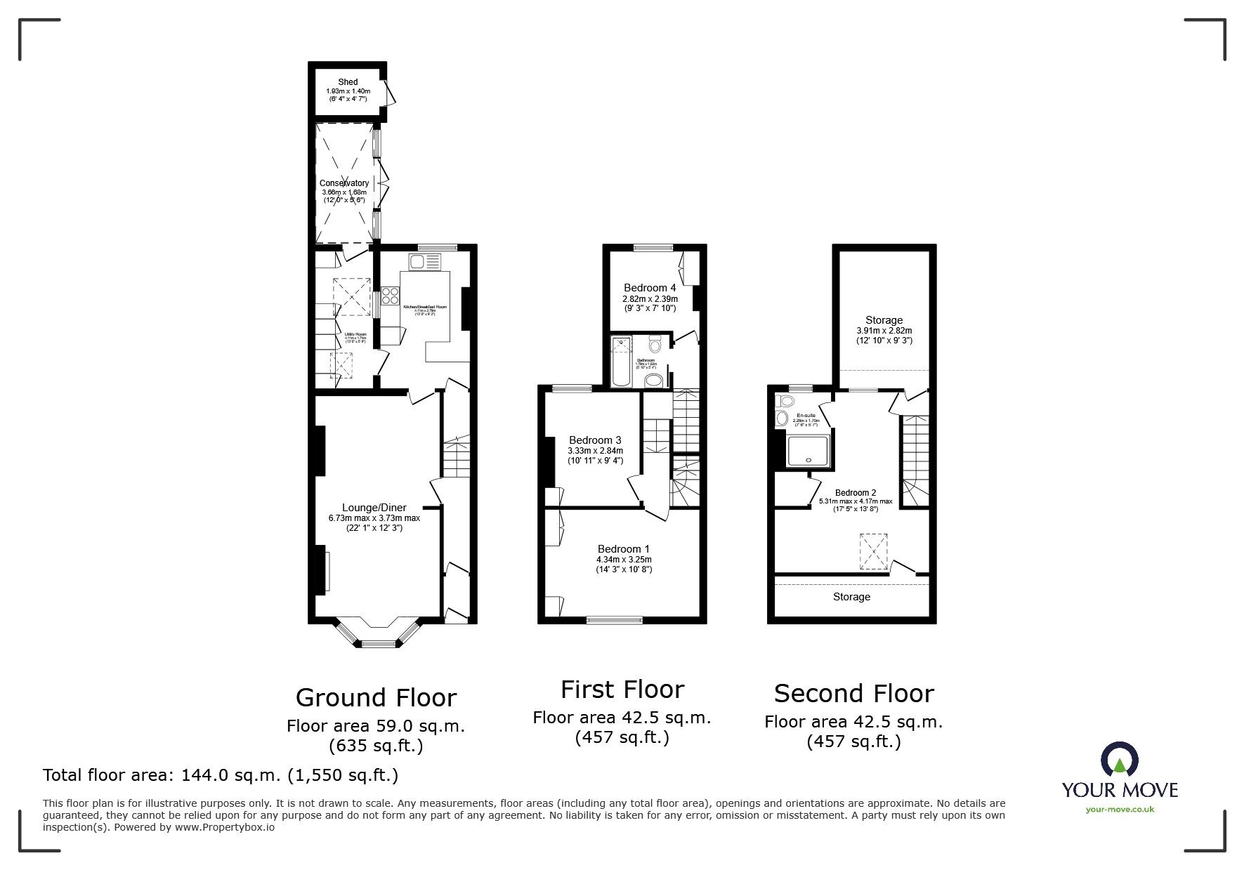 Floorplan of 4 bedroom Mid Terrace House for sale, Forde Close, Newton Abbot, Devon, TQ12