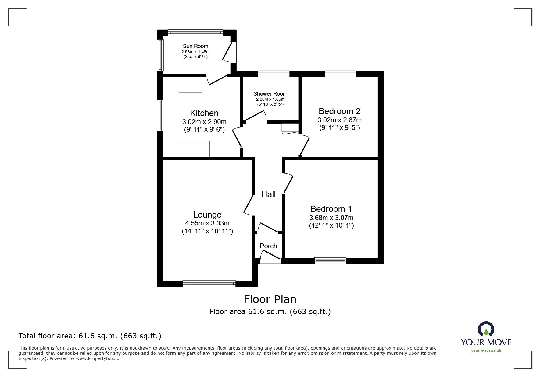 Floorplan of 2 bedroom Detached Bungalow for sale, Park Road, Kingskerswell, Devon, TQ12
