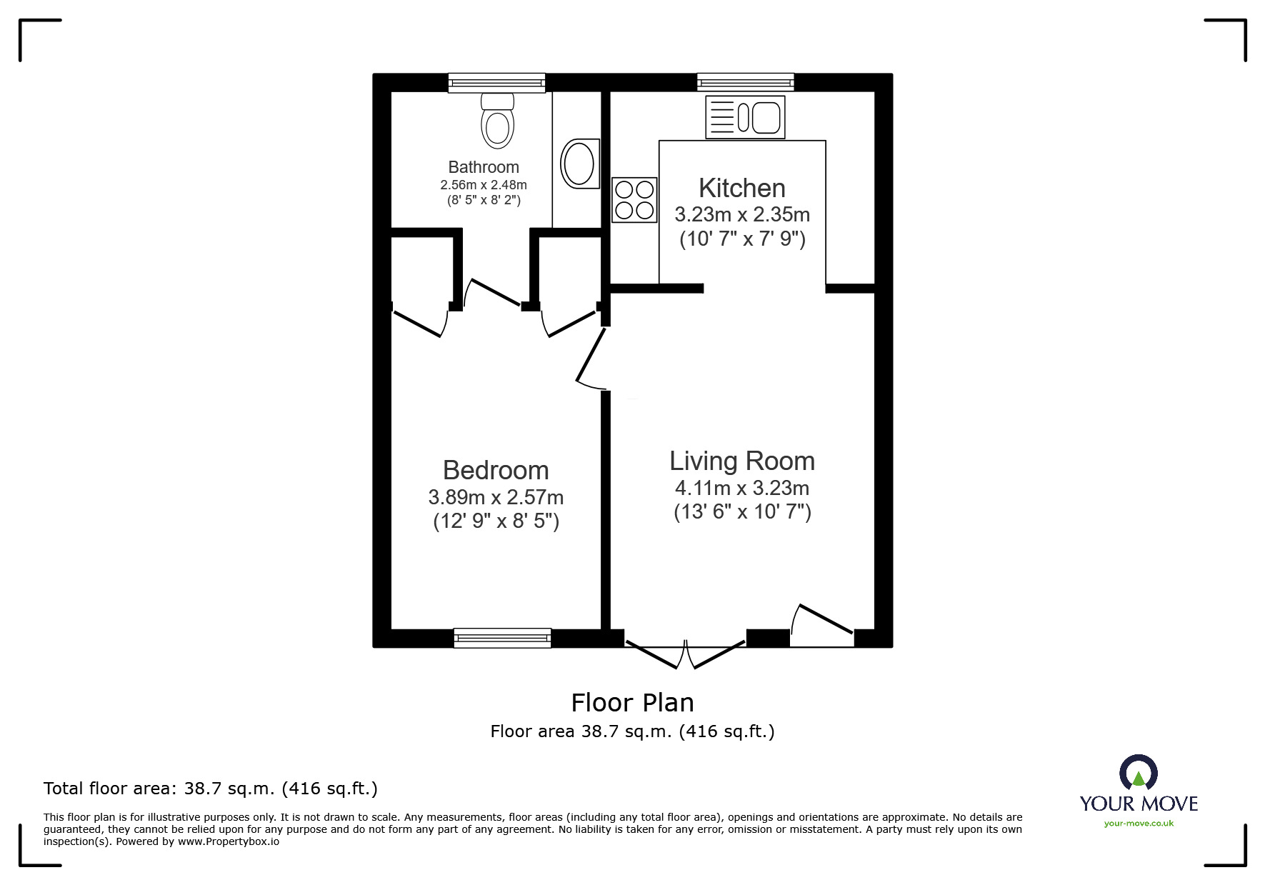 Floorplan of 1 bedroom  Flat for sale, Mill Close, Newton Abbot, Devon, TQ12