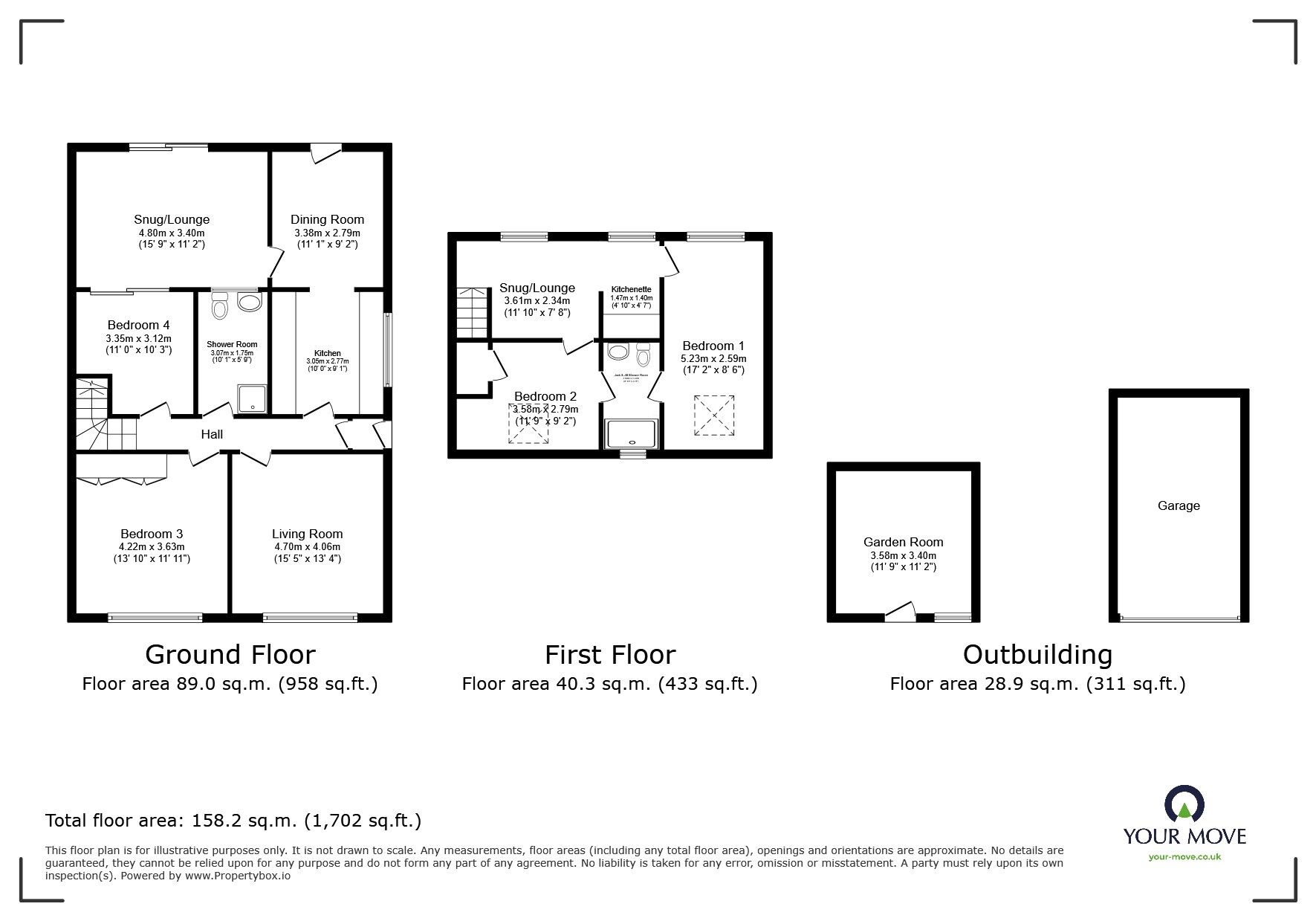 Floorplan of 4 bedroom Semi Detached Bungalow for sale, Langlands Close, Paignton, Devon, TQ4