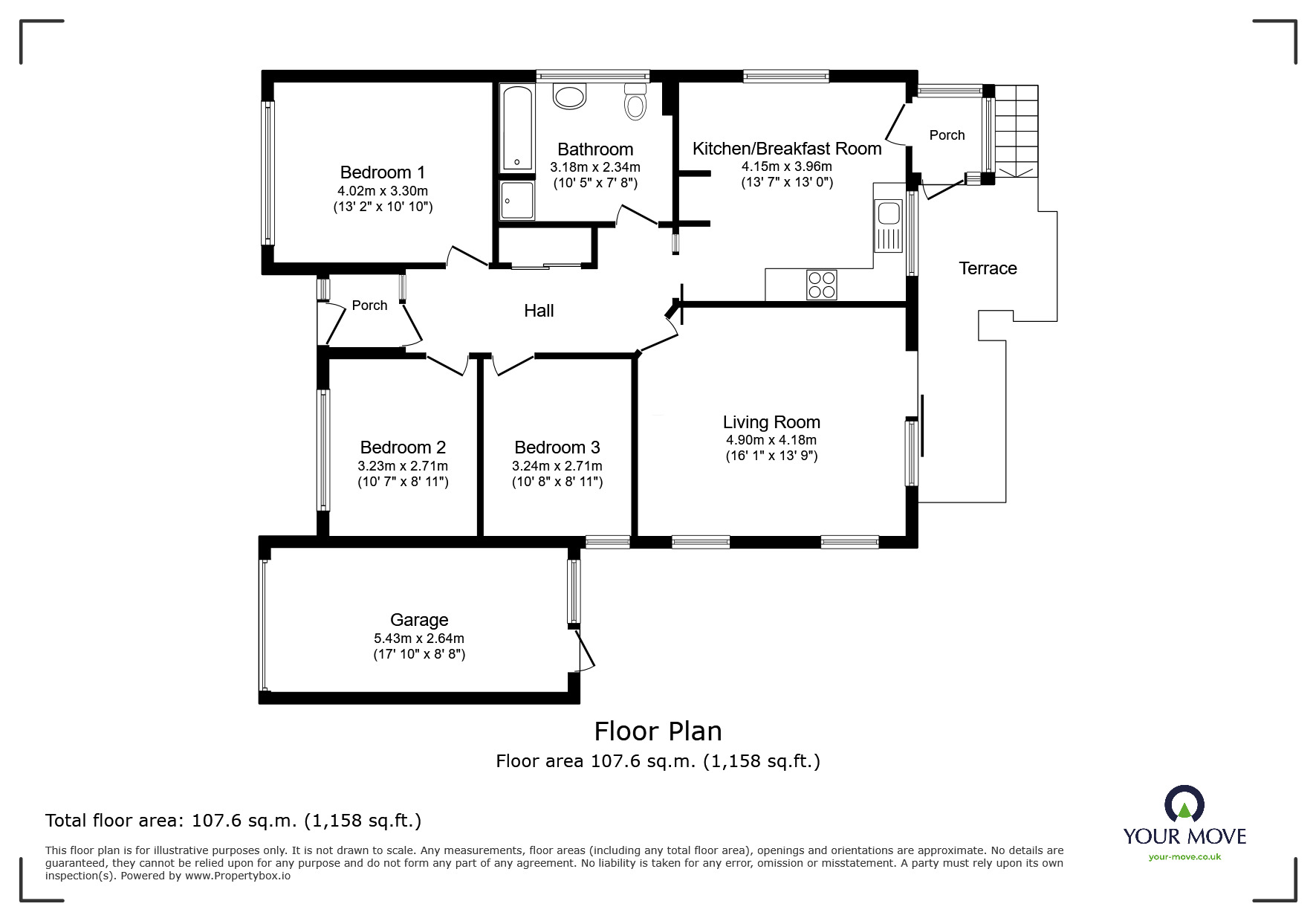 Floorplan of 3 bedroom Detached Bungalow for sale, Croft Road, Ogwell, Devon, TQ12