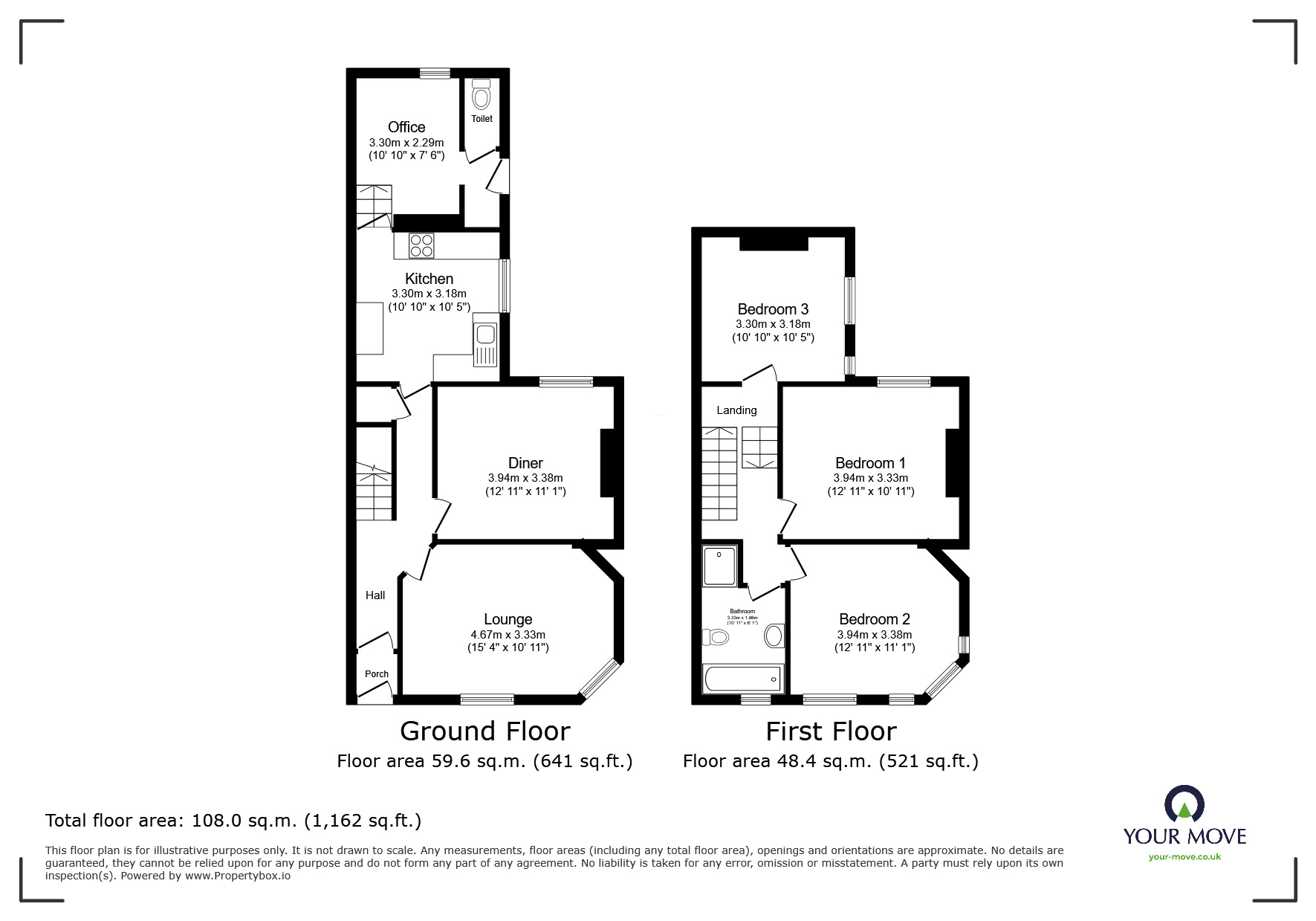Floorplan of 3 bedroom End Terrace House for sale, Hilton Road, Newton Abbot, Devon, TQ12