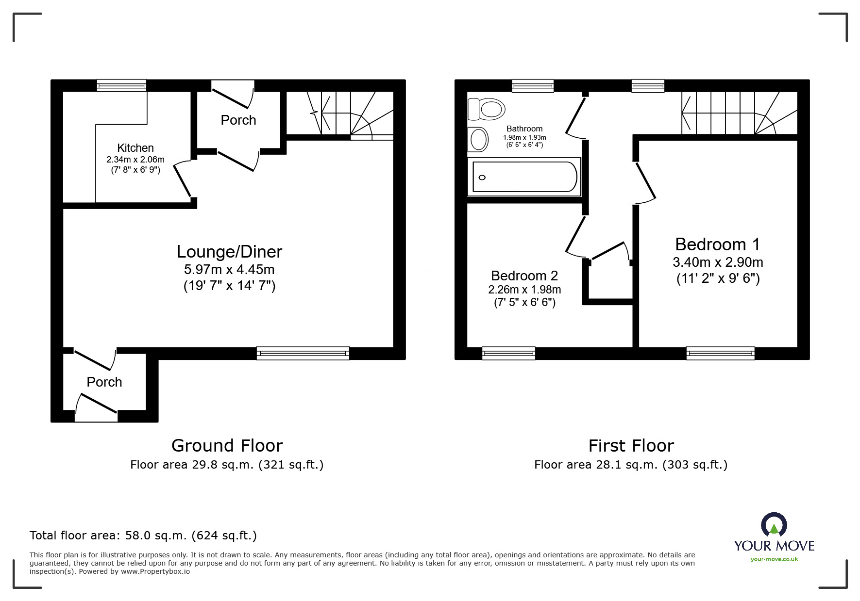 Floorplan of 2 bedroom Semi Detached House for sale, Templers Road, Newton Abbot, Devon, TQ12