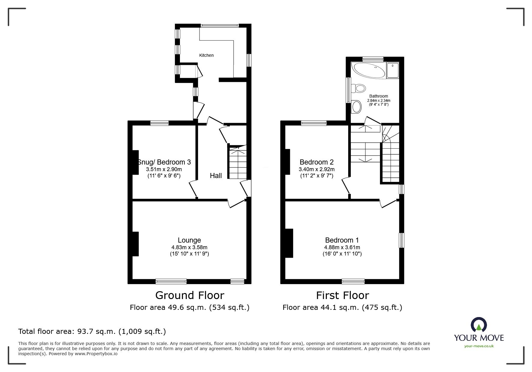 Floorplan of 3 bedroom Semi Detached House for sale, Wolborough Street, Newton Abbot, Devon, TQ12