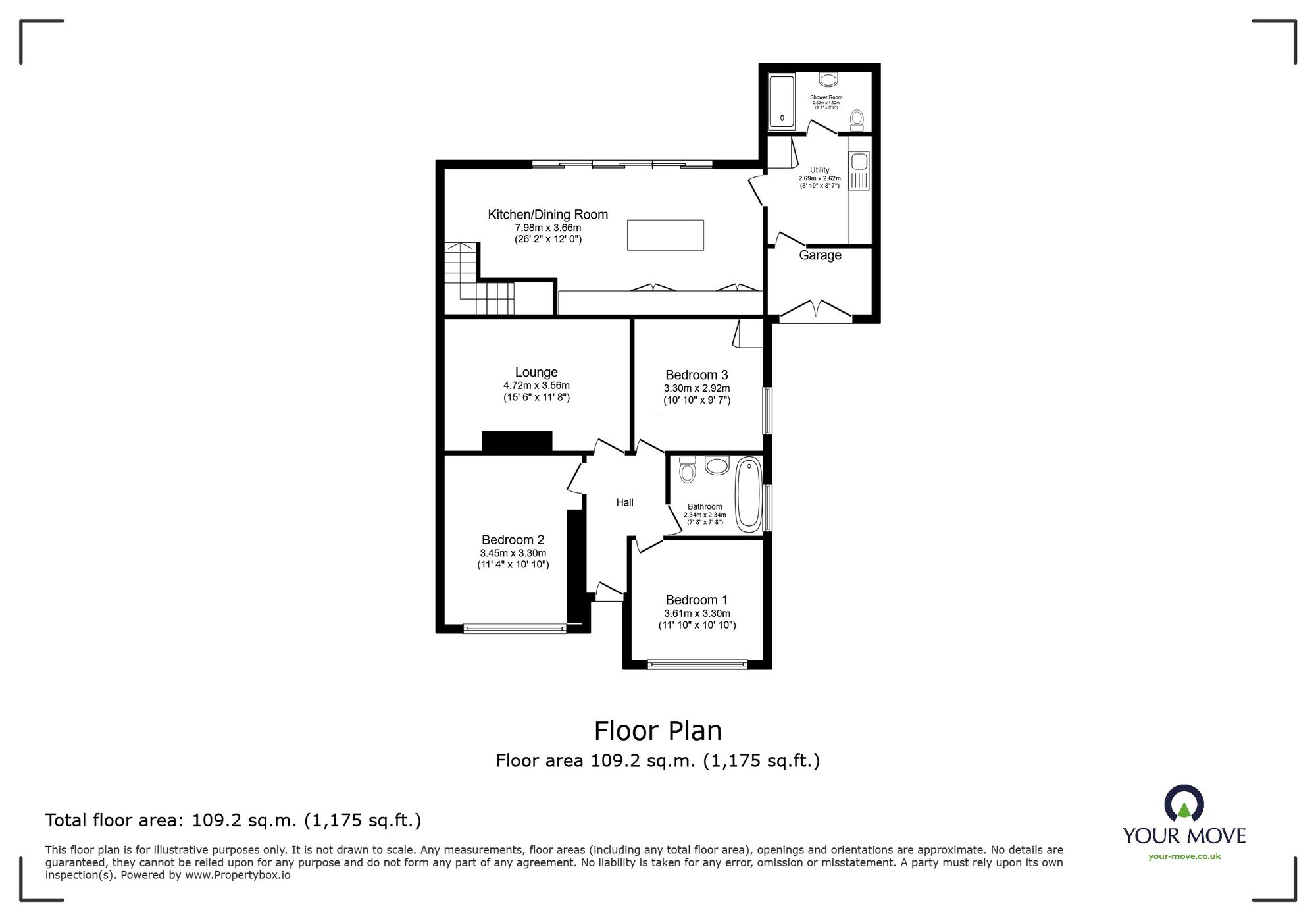 Floorplan of 3 bedroom Detached Bungalow for sale, Ridgeway Road, Newton Abbot, Devon, TQ12