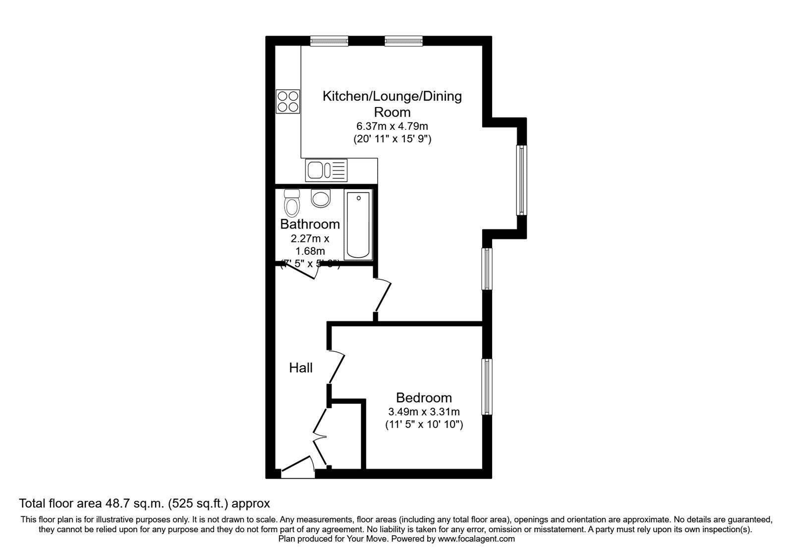 Floorplan of 1 bedroom Flat to rent, Chicory Close, Newton Abbot, TQ12
