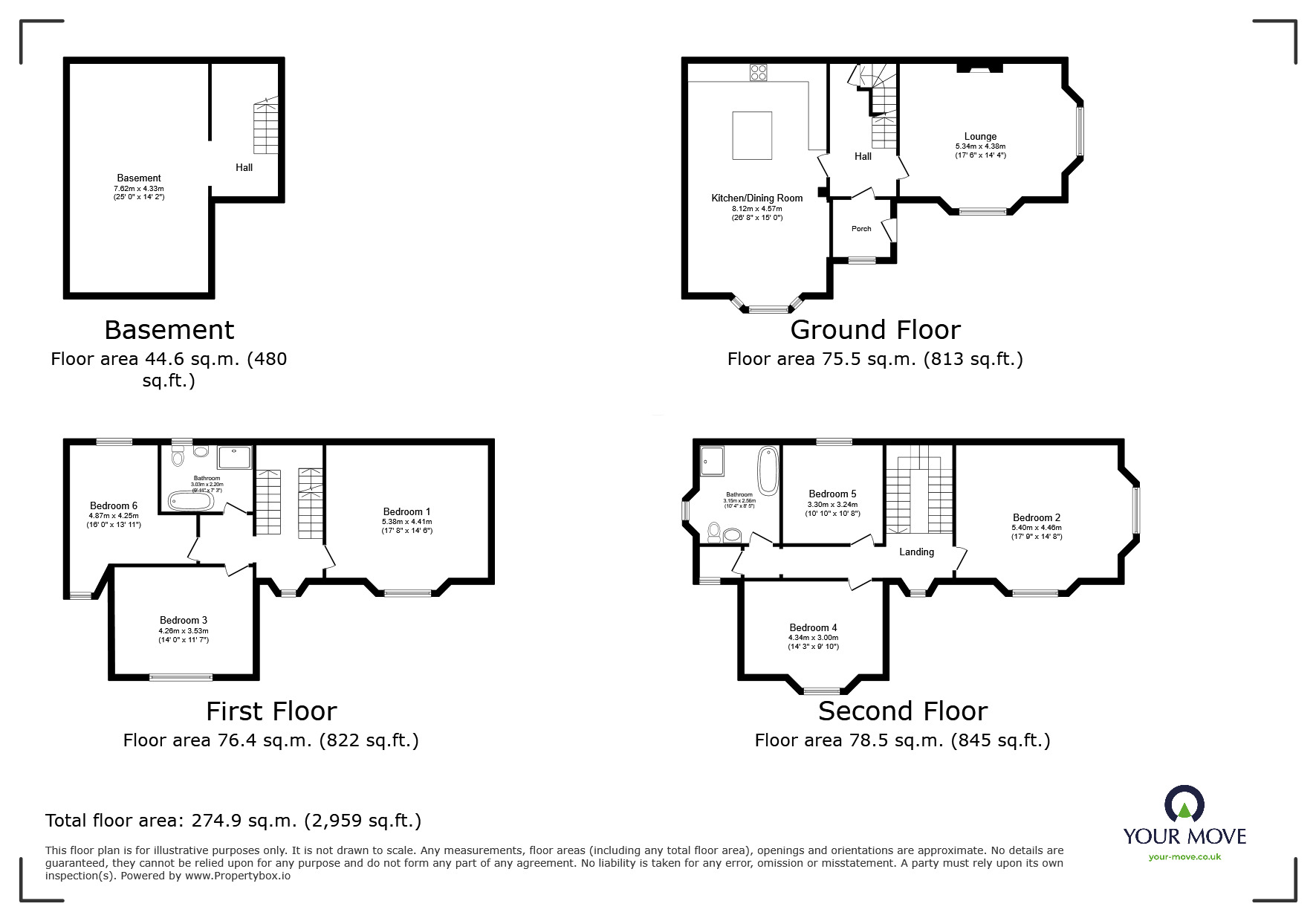 Floorplan of 6 bedroom End Terrace House for sale, Devon Square, Newton Abbot, Devon, TQ12
