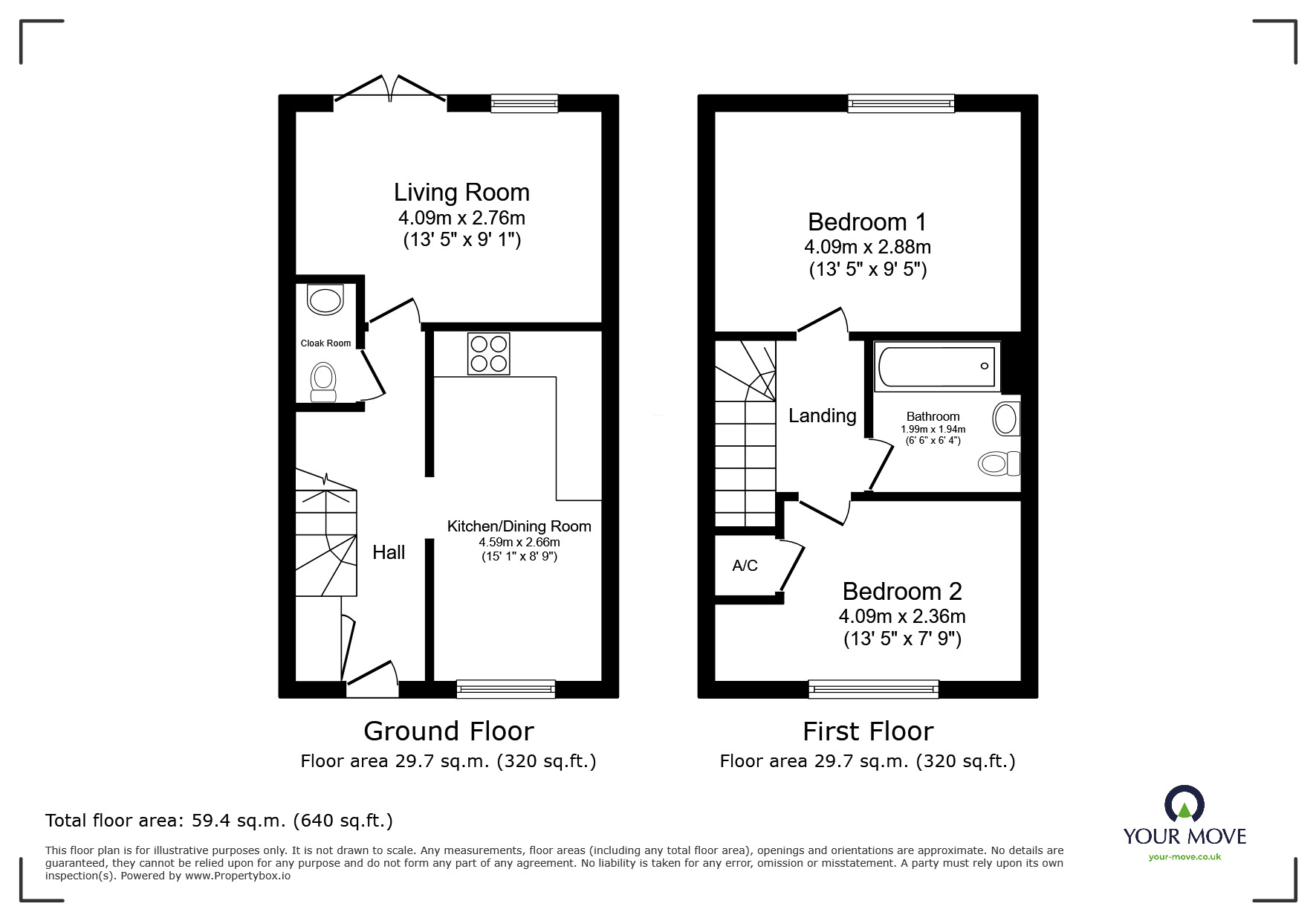 Floorplan of 2 bedroom Mid Terrace House for sale, Pipistrelle Road, Newton Abbot, Devon, TQ12