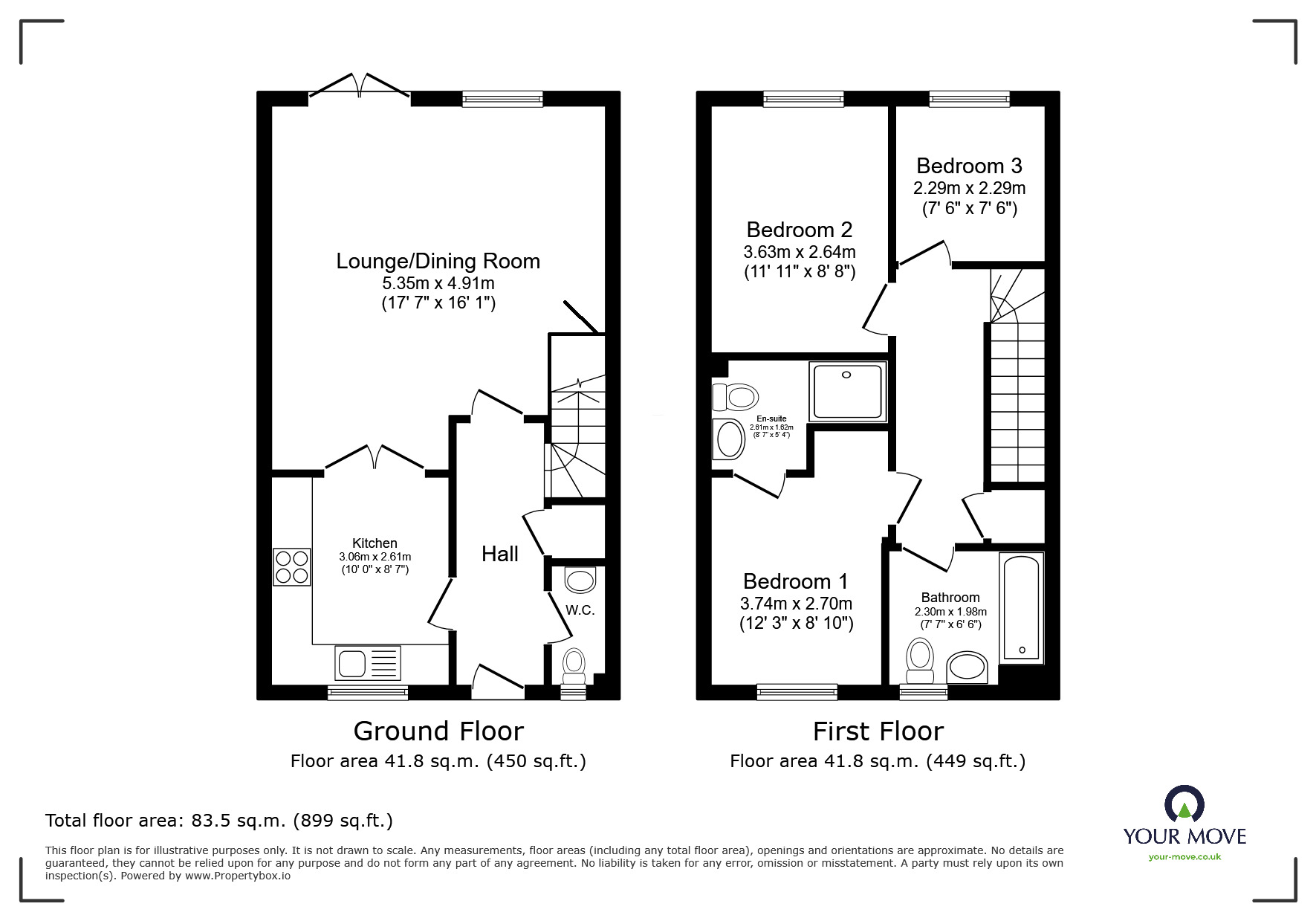Floorplan of 3 bedroom Semi Detached House for sale, Chariot Drive, Kingsteignton, Devon, TQ12