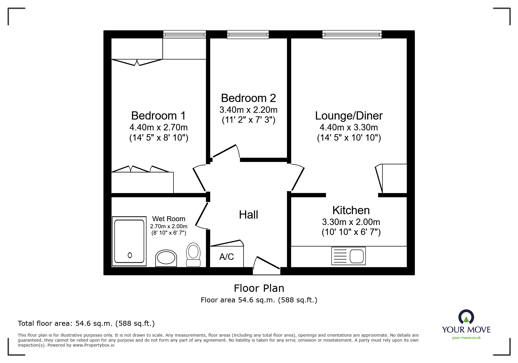 Floorplan of 2 bedroom  Flat for sale, Hameldown Way, Newton Abbot, Devon, TQ12