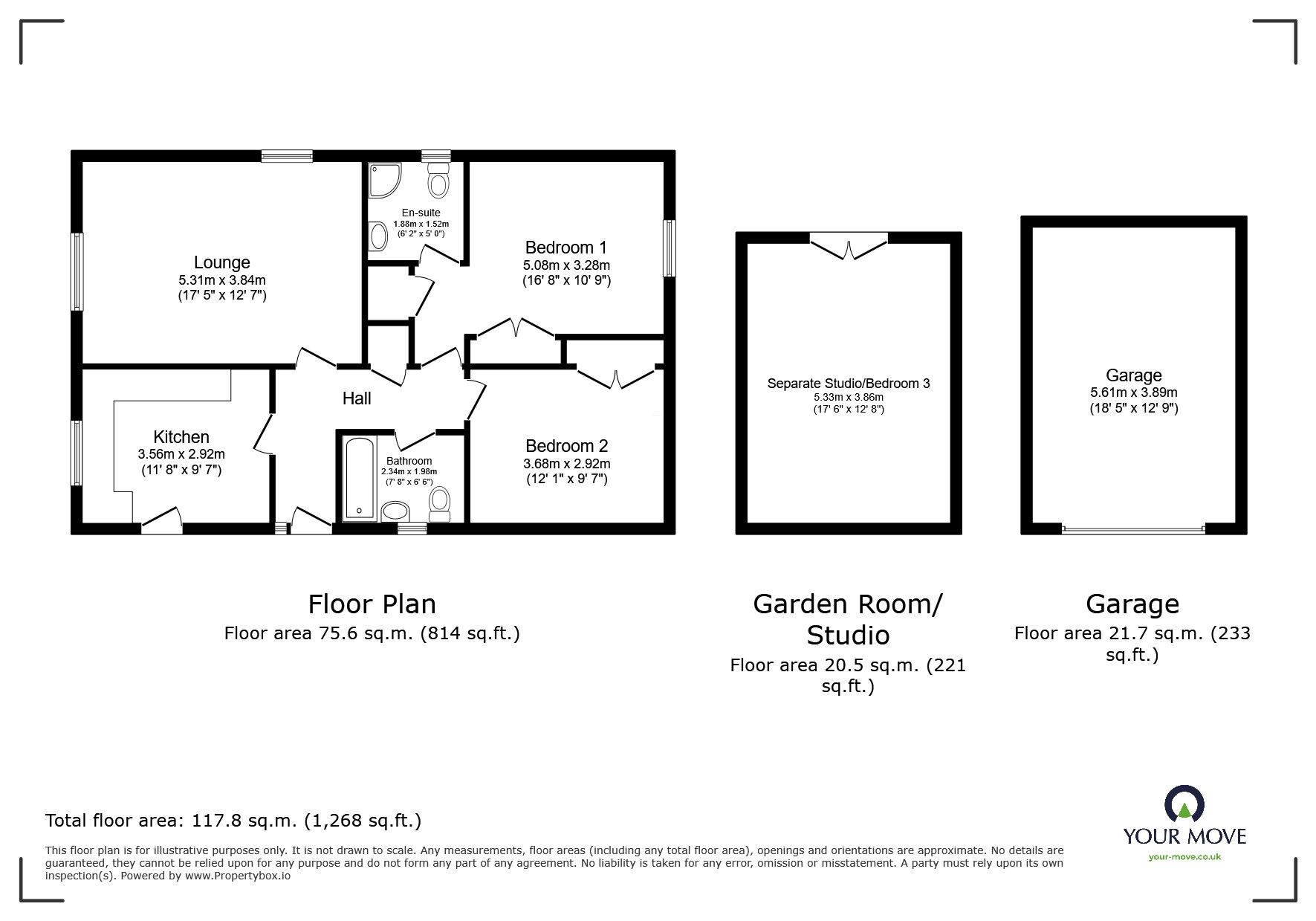 Floorplan of 2 bedroom Detached Bungalow for sale, Larksmead Way, Ogwell, TQ12