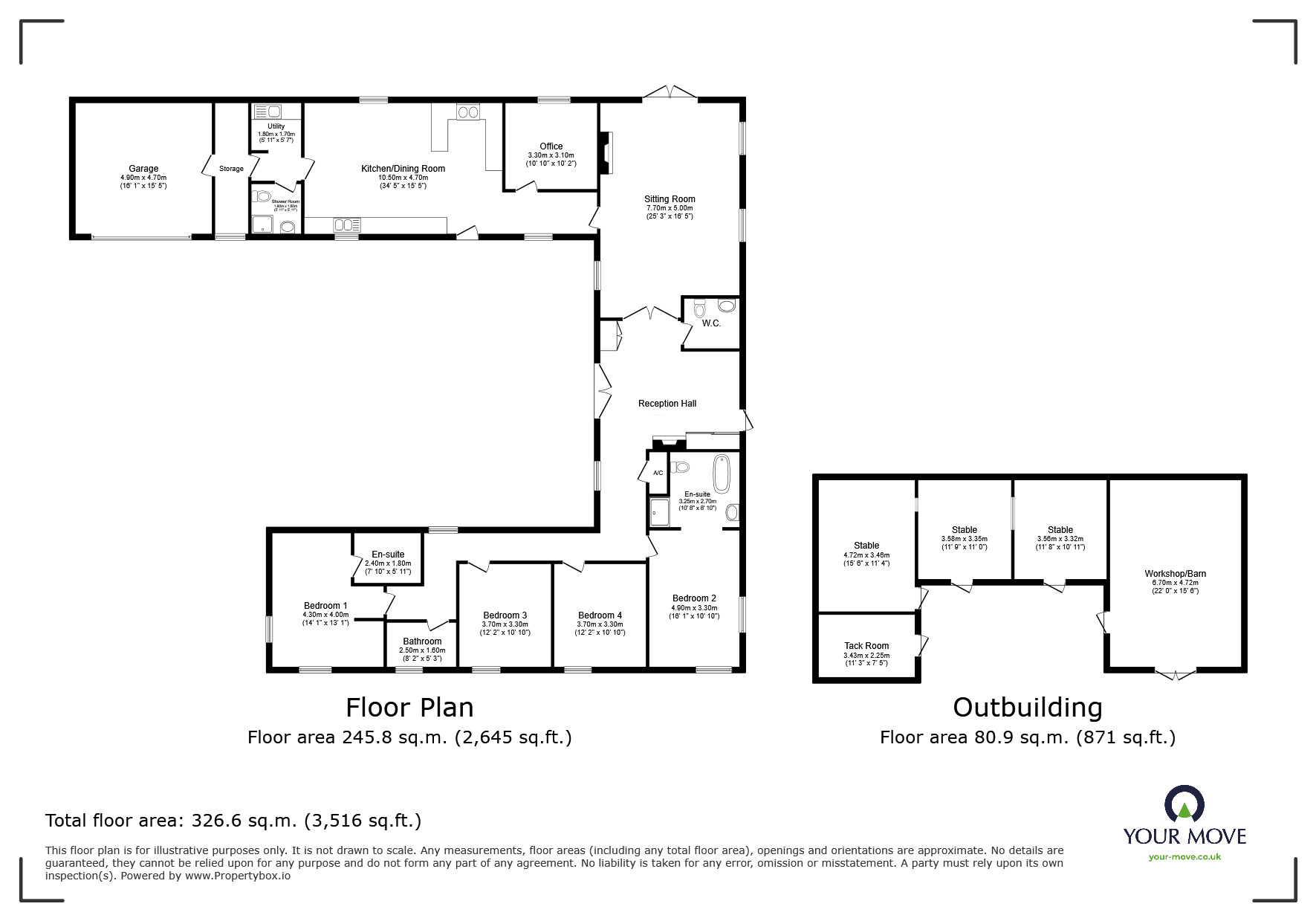 Floorplan of 4 bedroom Detached Bungalow to rent, Ashburton, Newton Abbot, Devon, TQ13