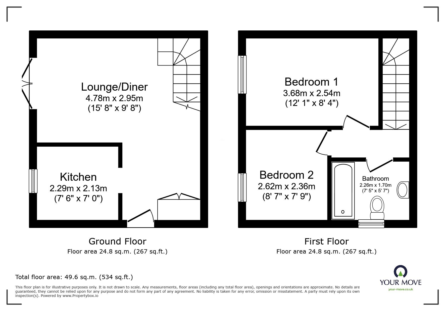 Floorplan of 2 bedroom End Terrace House for sale, Lower Cannon Road, Heathfield, Devon, TQ12