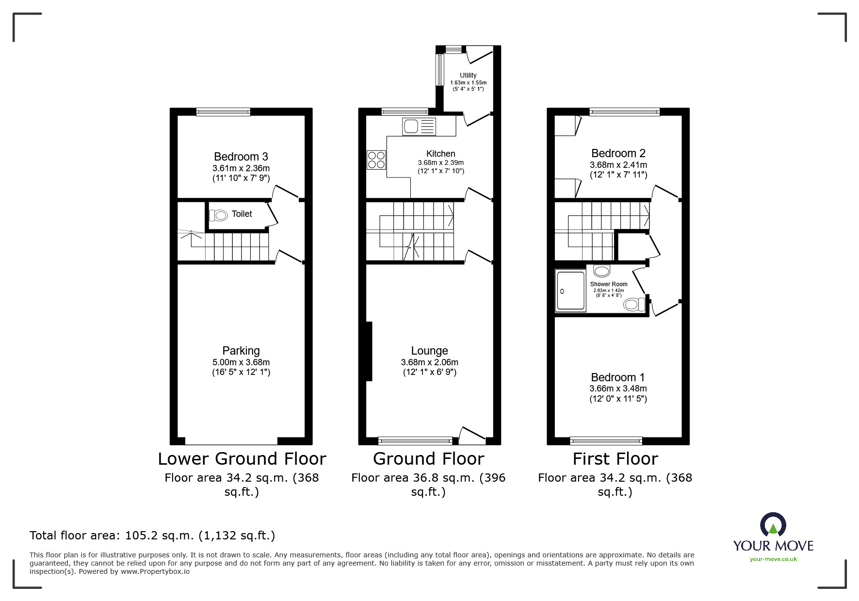 Floorplan of 3 bedroom Mid Terrace House for sale, Braeside Road, Torquay, Devon, TQ2