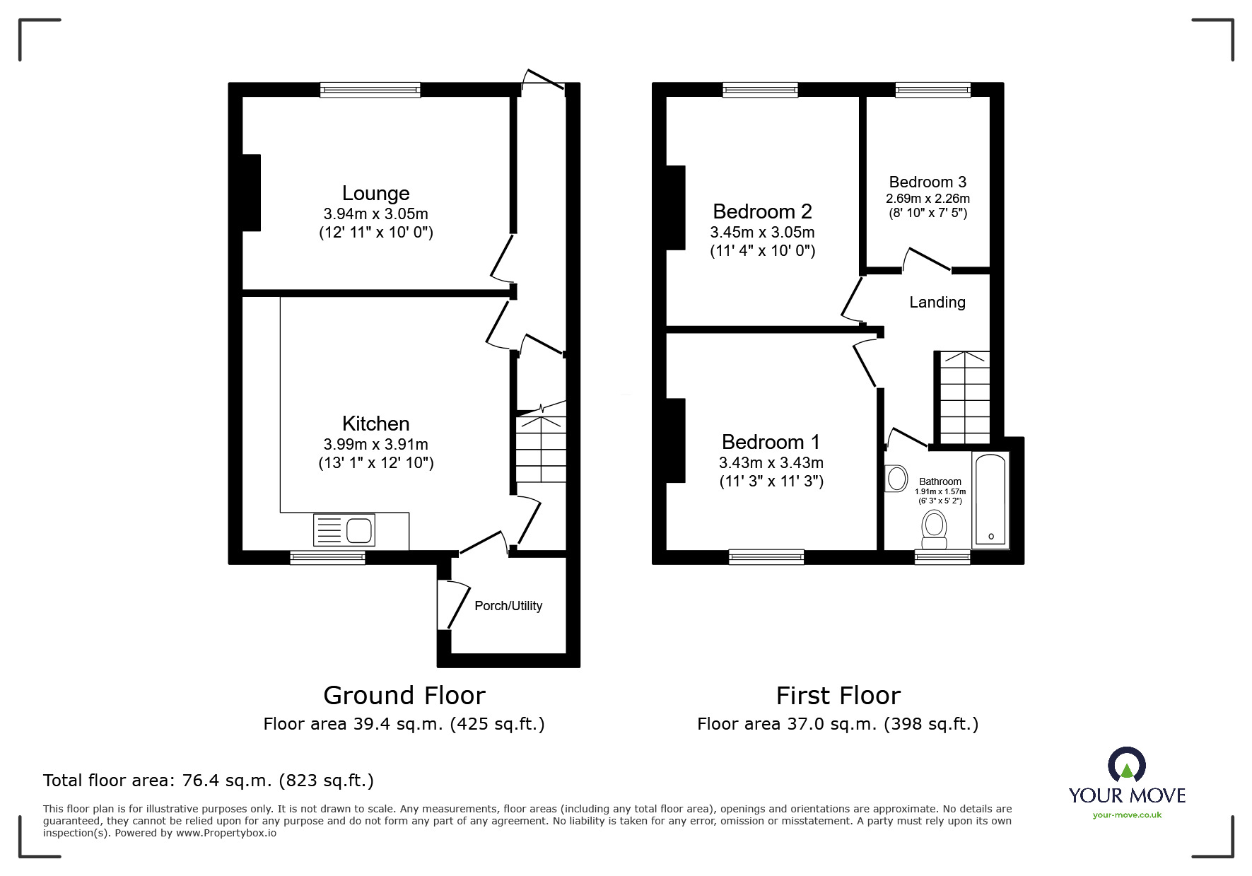 Floorplan of 3 bedroom Mid Terrace House for sale, Westhill Terrace, Kingskerswell, Devon, TQ12