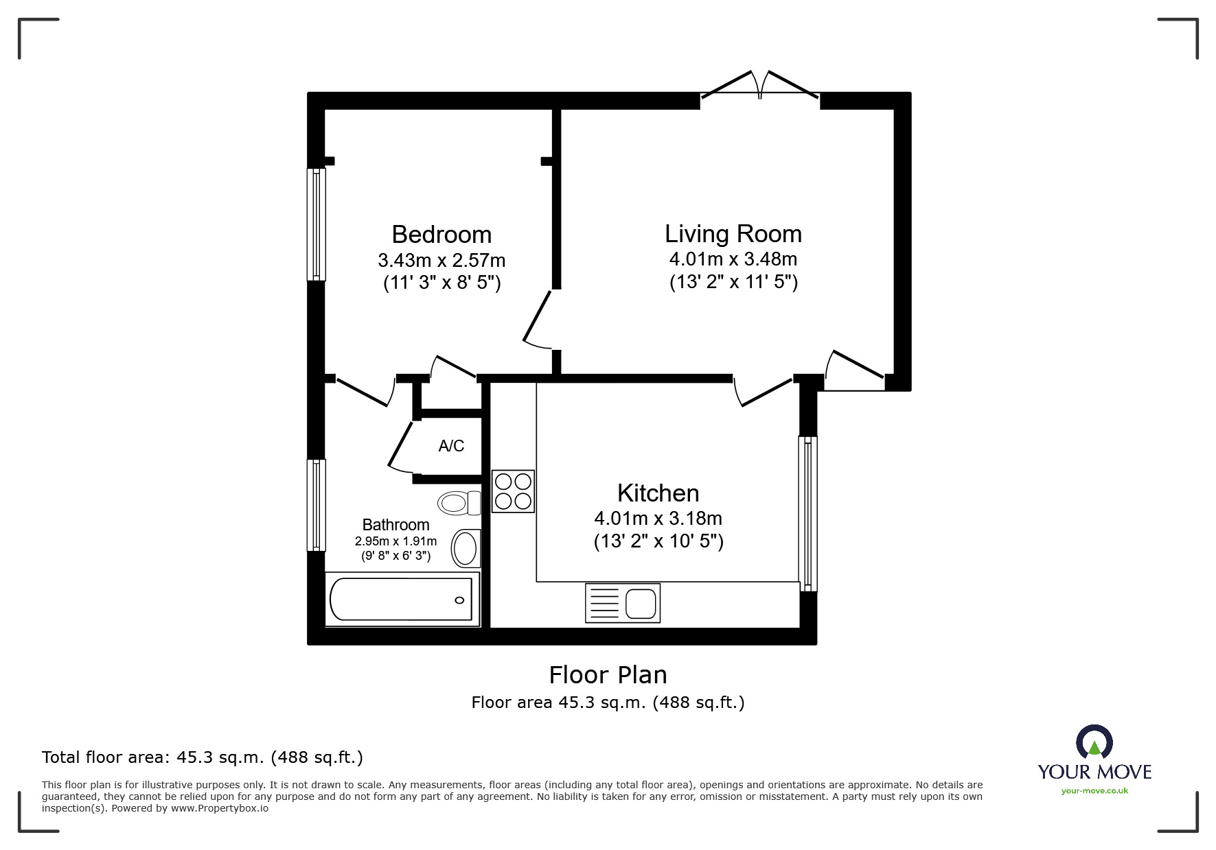 Floorplan of 1 bedroom  Flat for sale, Mill Close, Newton Abbot, Devon, TQ12