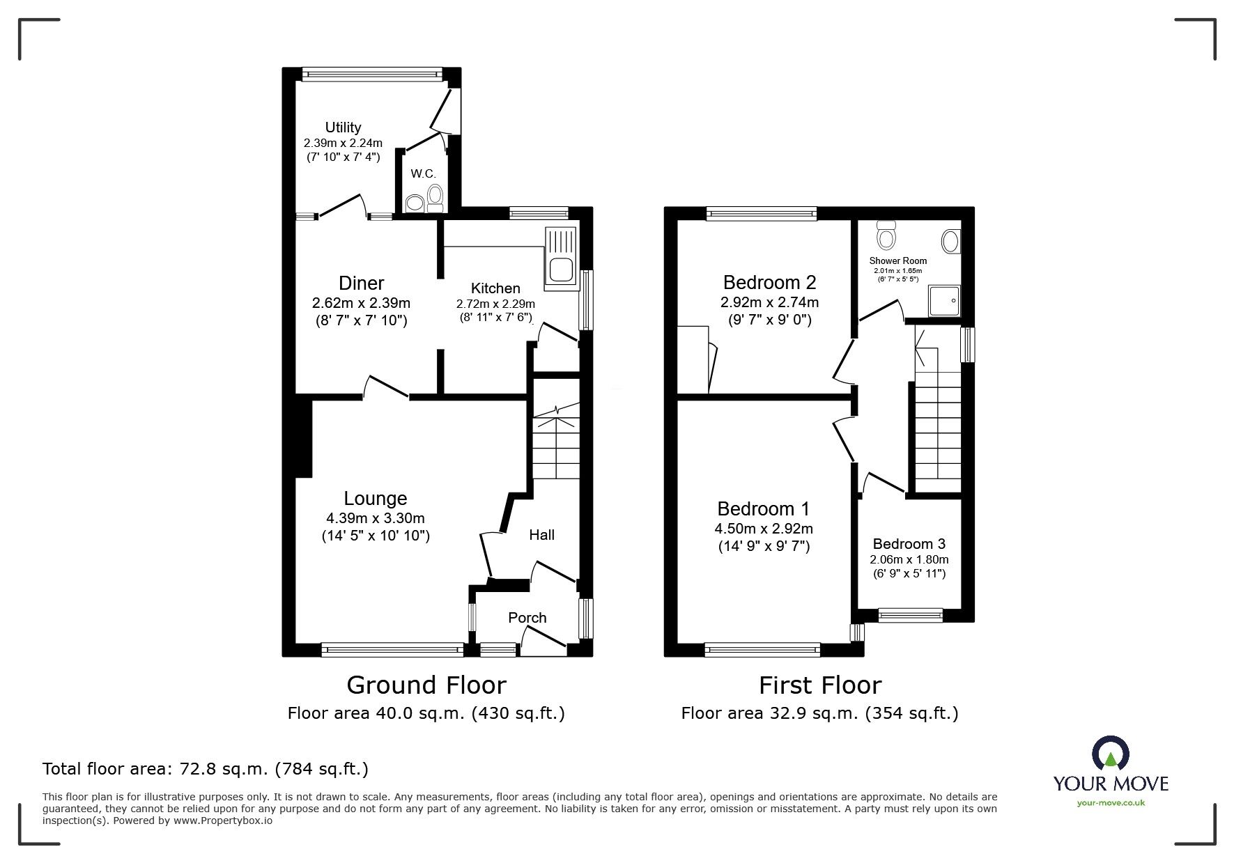 Floorplan of 3 bedroom Semi Detached House for sale, Sandringham Road, Newton Abbot, Devon, TQ12