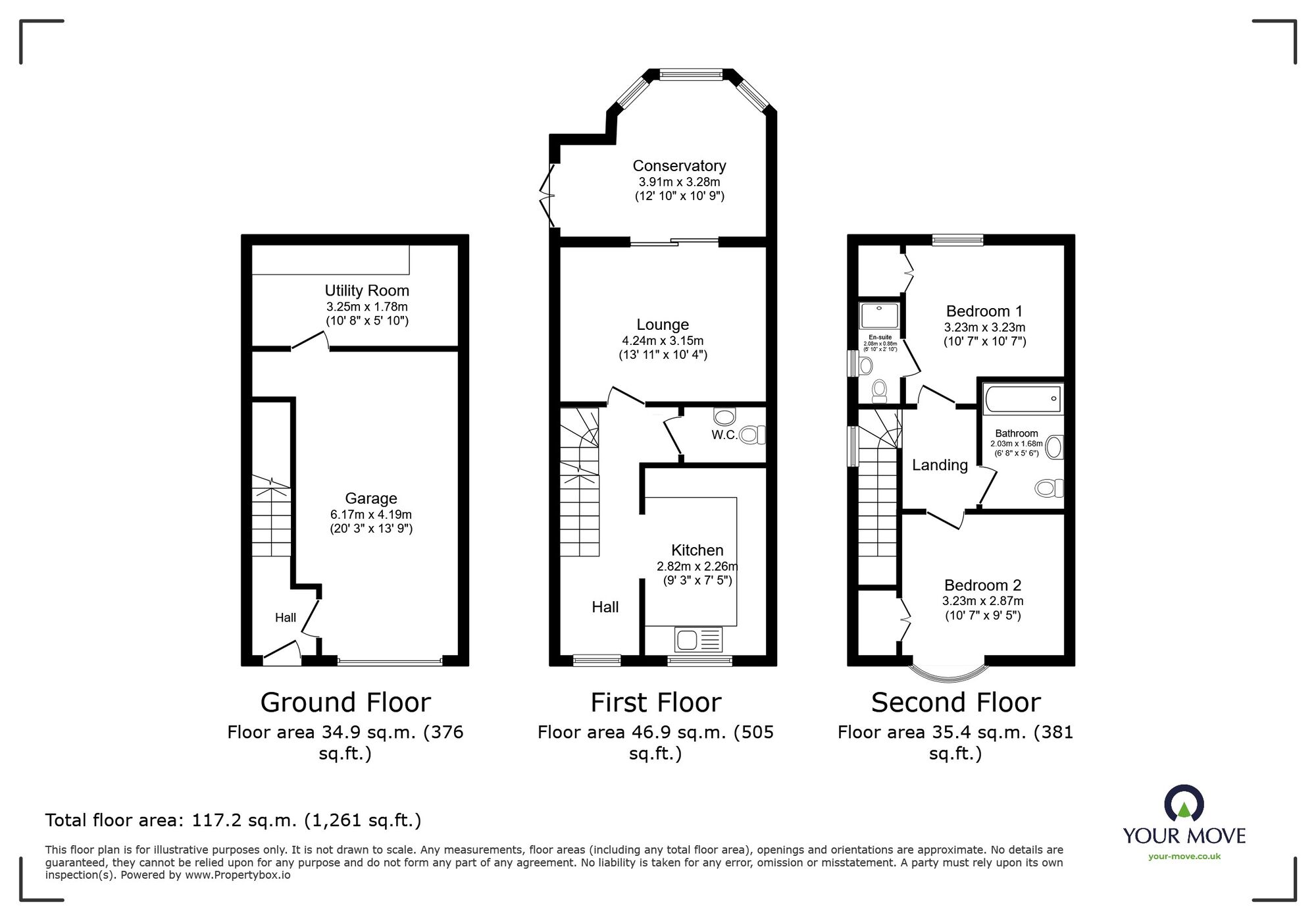 Floorplan of 2 bedroom End Terrace House for sale, Hamilton Drive, Newton Abbot, Devon, TQ12