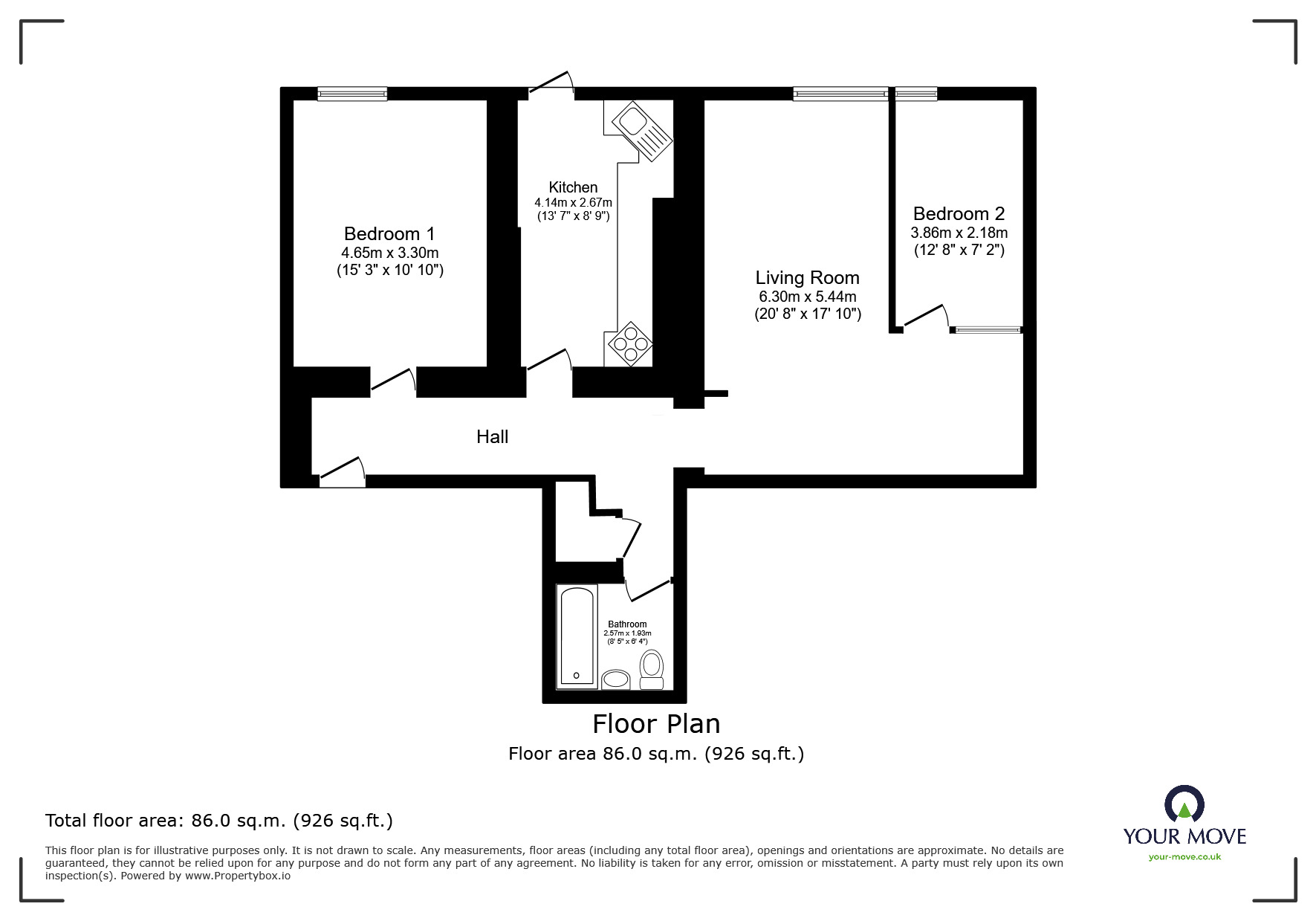 Floorplan of 2 bedroom Flat for sale, Haccombe House, Newton Abbot, Devon, TQ12