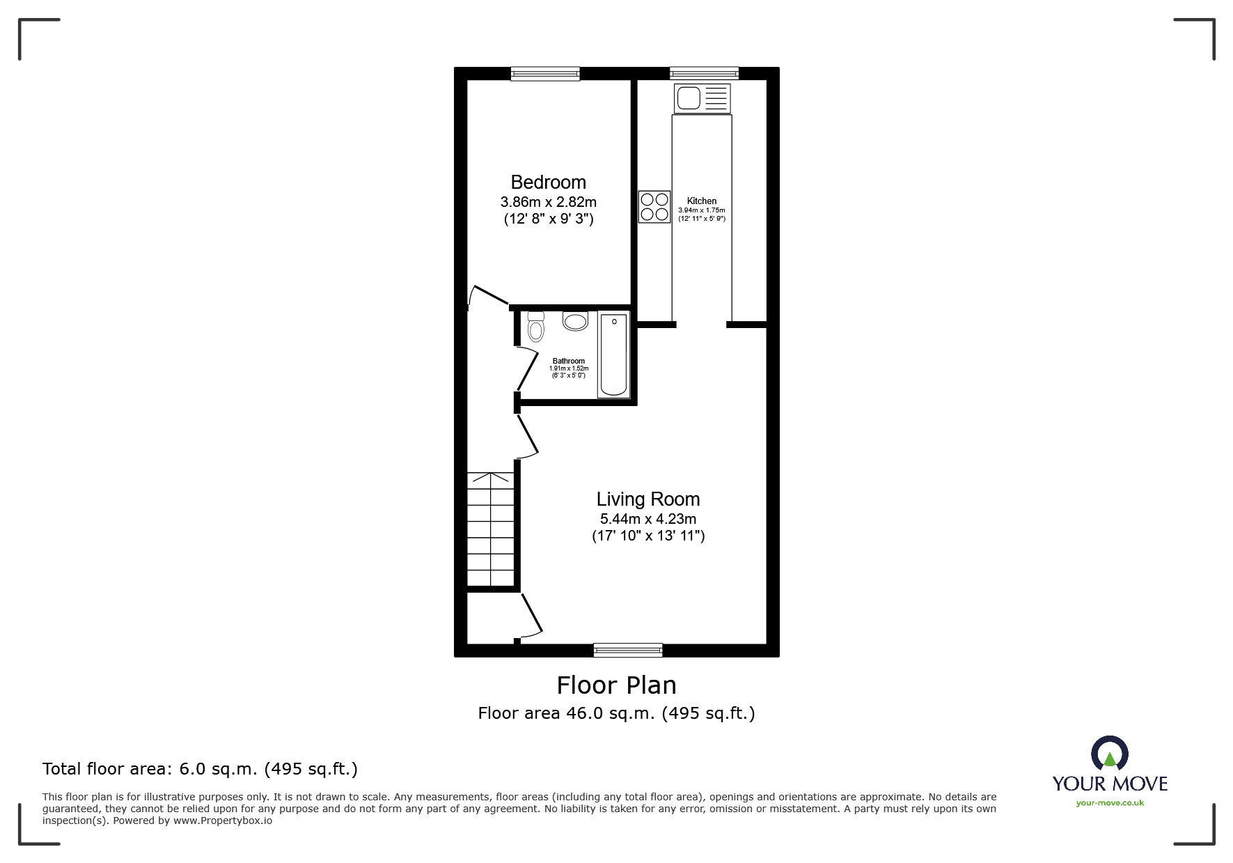 Floorplan of 1 bedroom Flat for sale, Gate Tree Close, Kingsteignton, Devon, TQ12