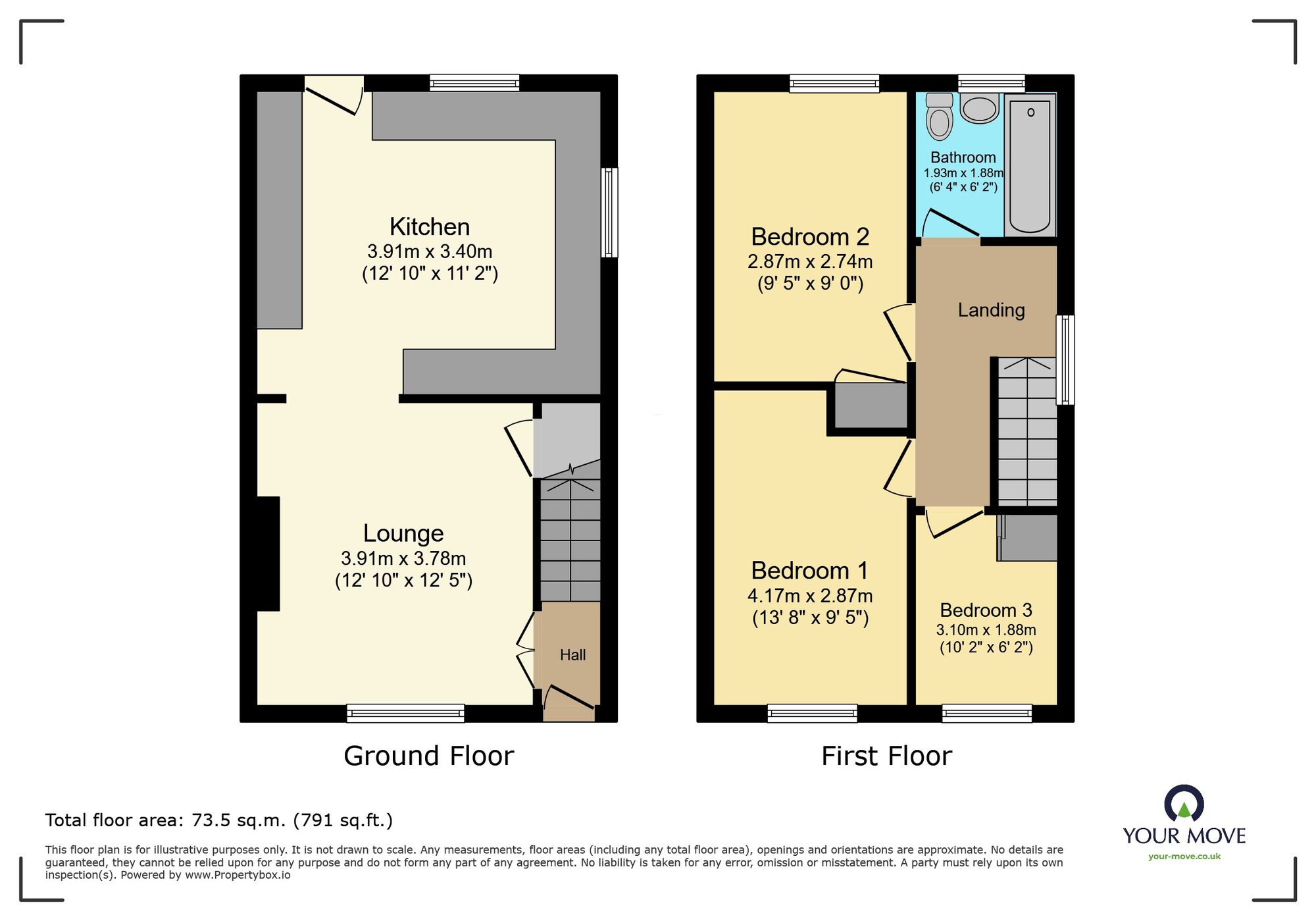 Floorplan of 3 bedroom Semi Detached House for sale, Longfield Avenue, Kingsteignton, Devon, TQ12