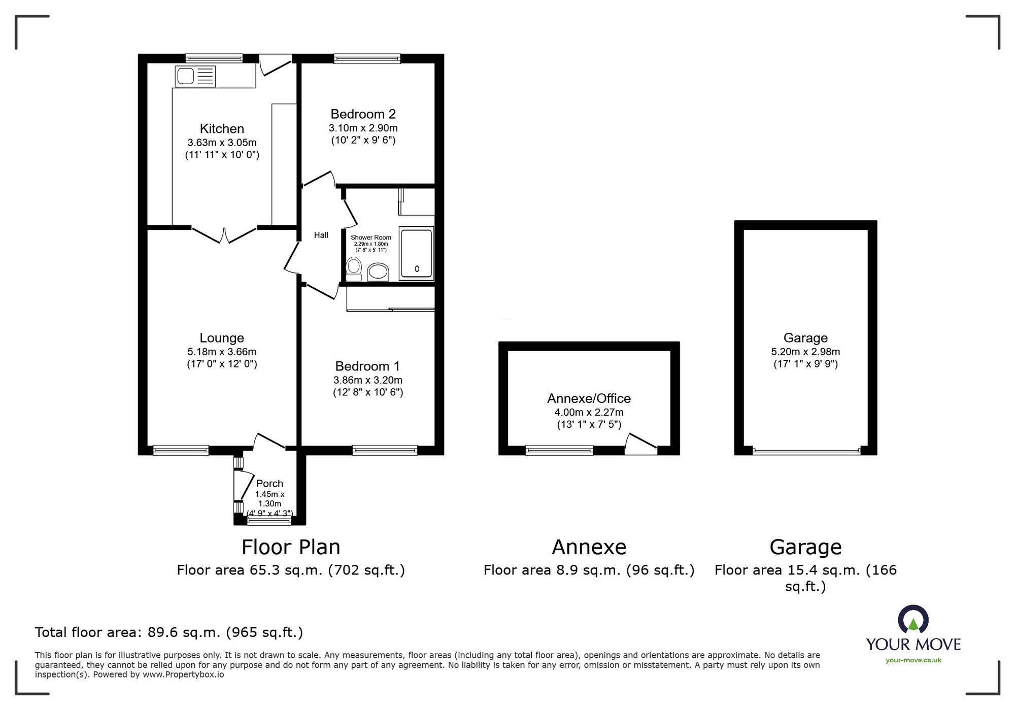 Floorplan of 2 bedroom End Terrace Bungalow for sale, Charles Road, Kingskerswell, Devon, TQ12