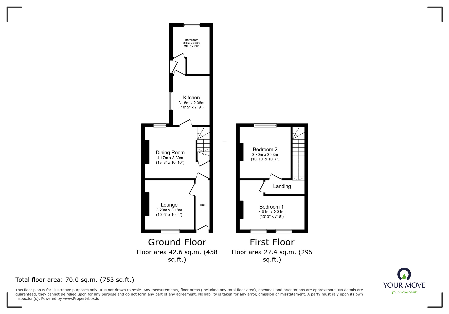 Floorplan of 2 bedroom Mid Terrace House for sale, School Road, Newton Abbot, Devon, TQ12