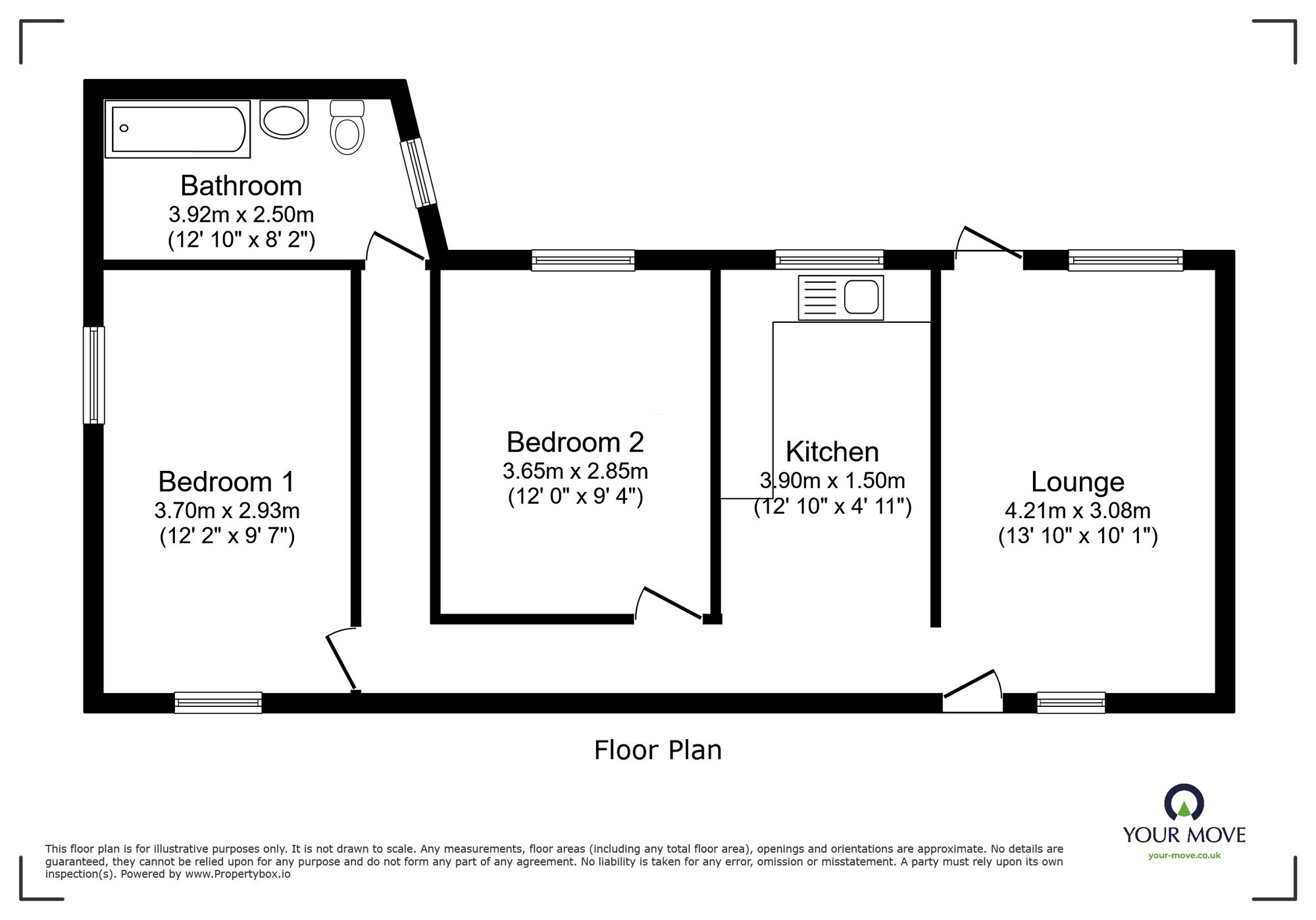 Floorplan of 2 bedroom Detached Bungalow for sale, Greenhill Road, Kingsteignton, Devon, TQ12
