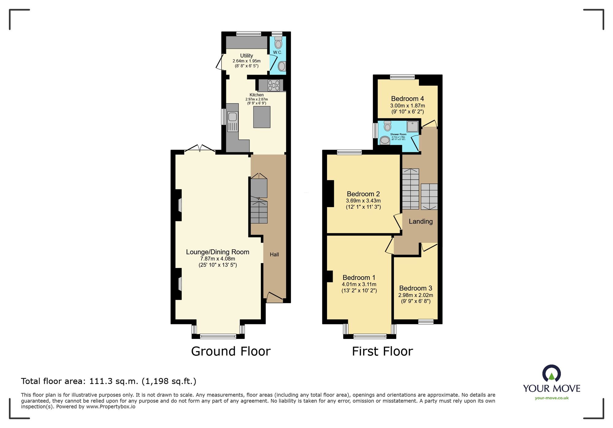 Floorplan of 4 bedroom Mid Terrace House for sale, Abbotsbury Road, Newton Abbot, Devon, TQ12