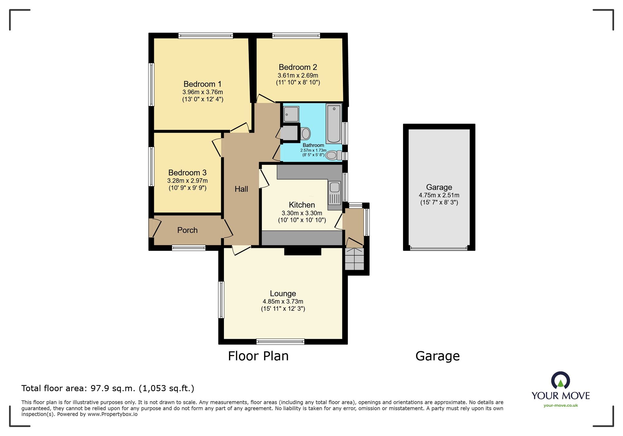 Floorplan of 3 bedroom Detached Bungalow for sale, Ridgeway Close, Newton Abbot, Devon, TQ12