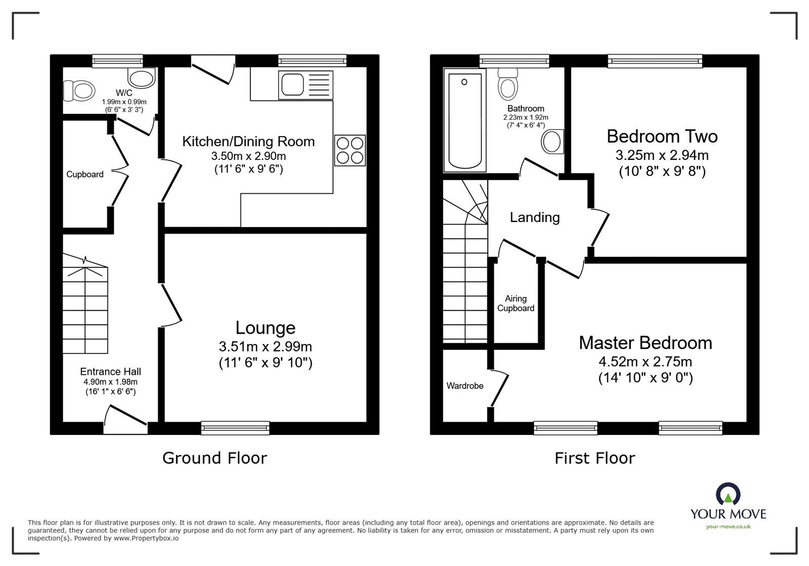 Floorplan of 2 bedroom Mid Terrace House for sale, Penscowen Road, Camborne, Cornwall, TR14