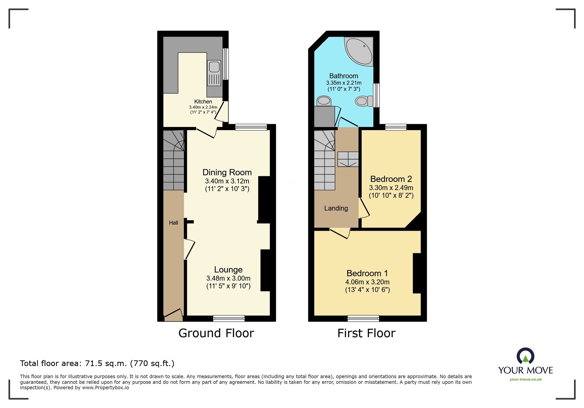 Floorplan of 2 bedroom Mid Terrace House for sale, Fairfield Terrace, Newton Abbot, Devon, TQ12