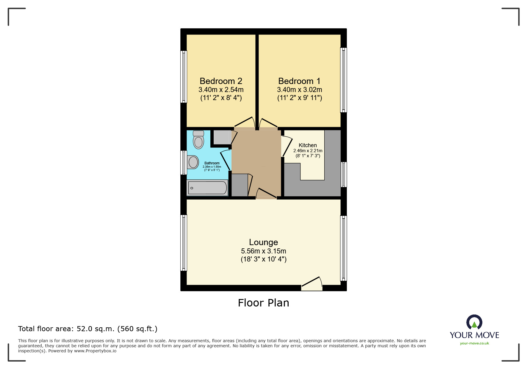 Floorplan of 2 bedroom Flat for sale, Broadgate Crescent, Kingskerswell, Devon, TQ12