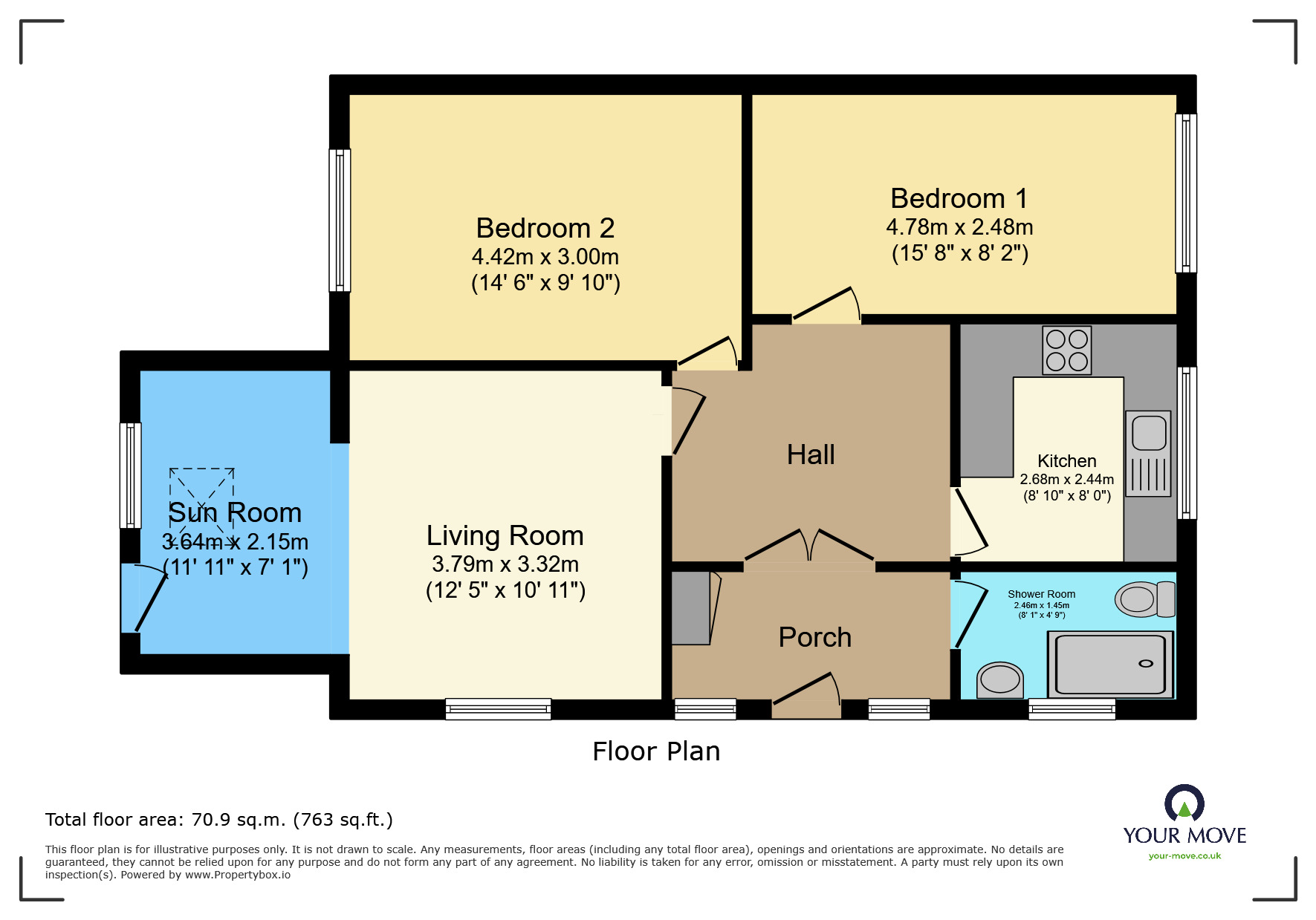 Floorplan of 2 bedroom Detached Bungalow for sale, Caroline Close, Kingskerswell, Devon, TQ12