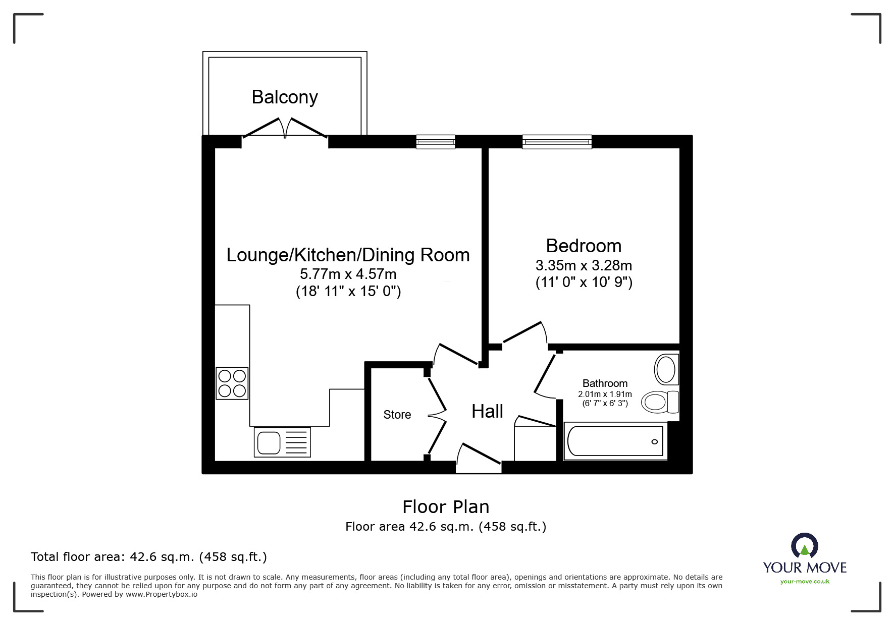 Floorplan of 1 bedroom Flat for sale, Whitelake Place, West Golds Way, Devon, TQ12