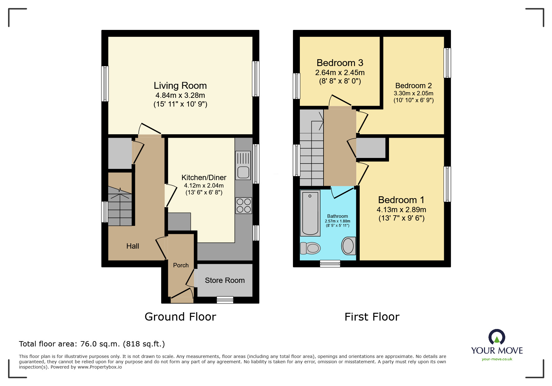 Floorplan of 3 bedroom End Terrace House for sale, Queensway, Newton Abbot, Devon, TQ12