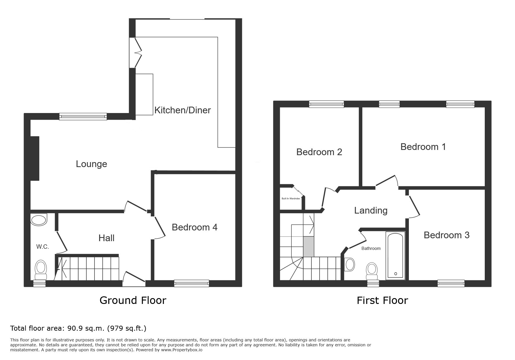 Floorplan of 3 bedroom Mid Terrace House for sale, Lime Tree Walk, Newton Abbot, Devon, TQ12