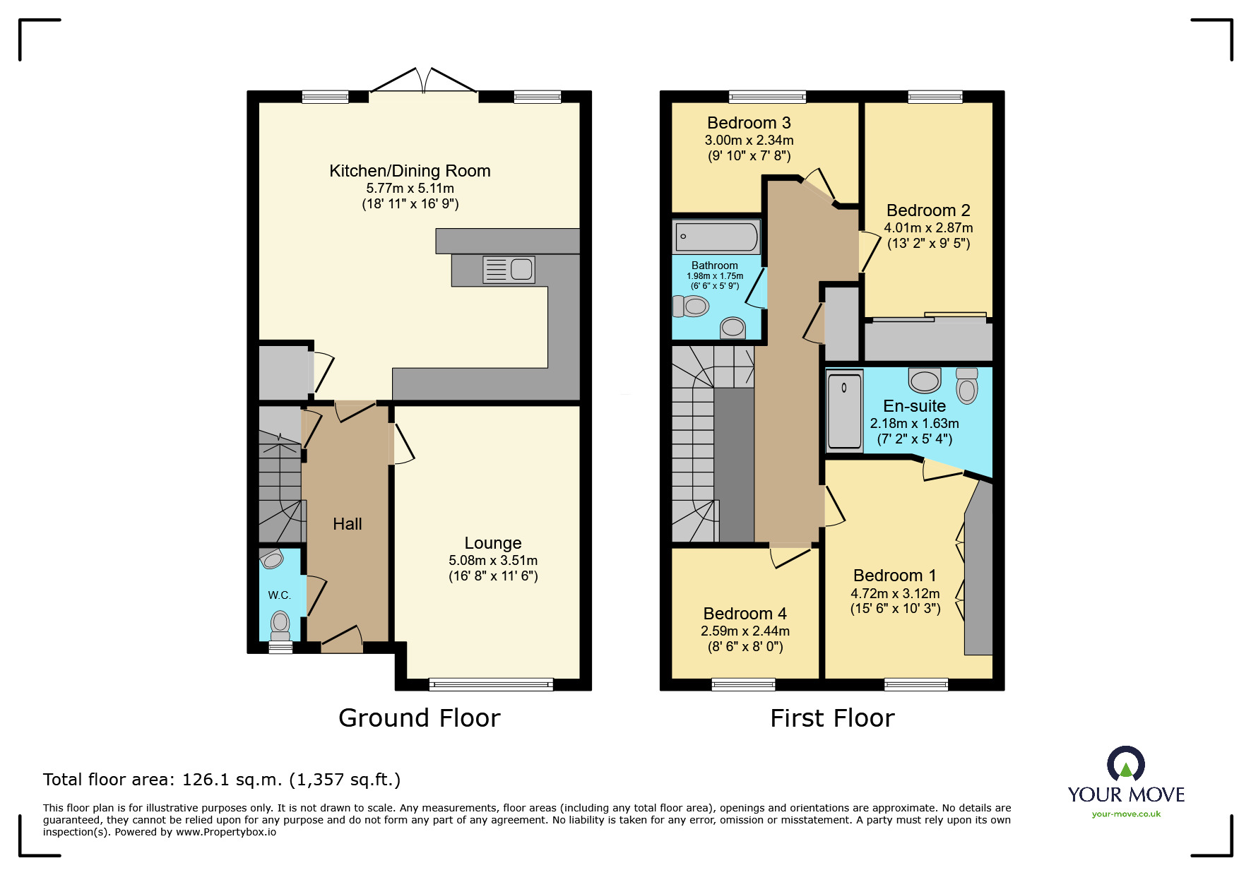 Floorplan of 4 bedroom Detached House for sale, Camomile Way, Newton Abbot, Devon, TQ12