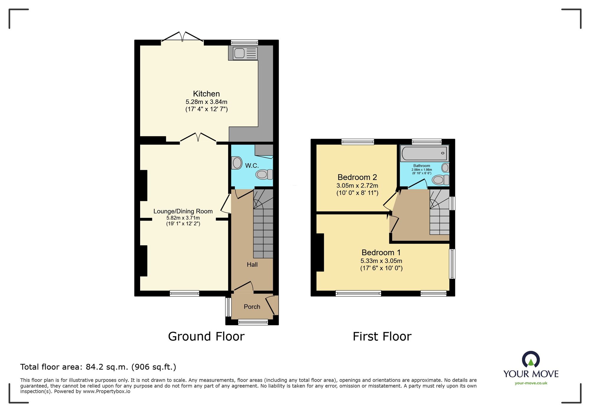Floorplan of 2 bedroom Semi Detached House for sale, The Villas, Sandygate, Devon, TQ12