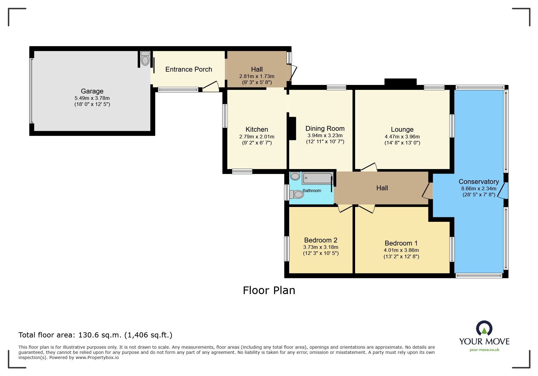 Floorplan of 2 bedroom Detached Bungalow for sale, Exeter Road, Kingsteignton, Devon, TQ12
