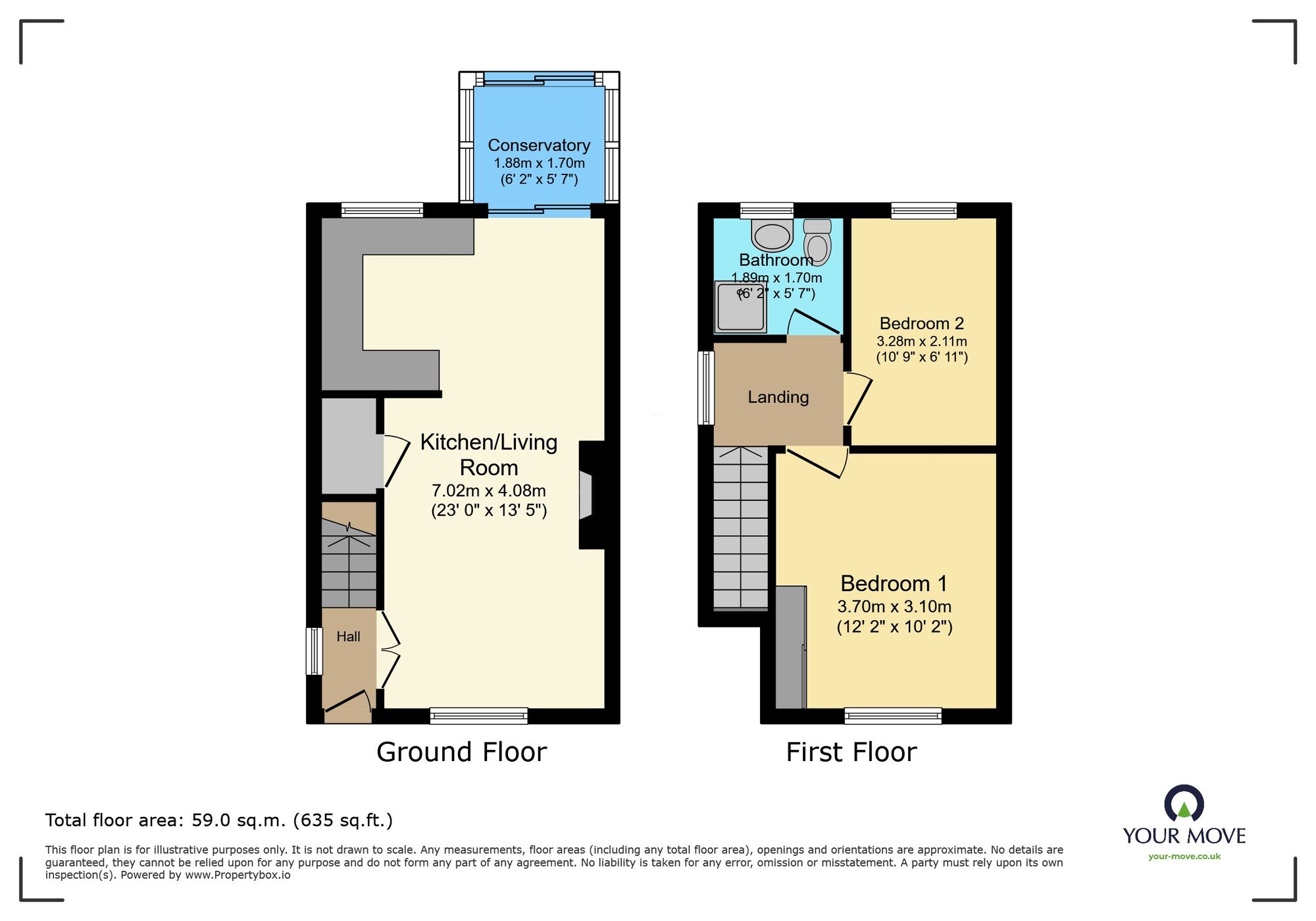 Floorplan of 2 bedroom End Terrace House for sale, Prince Rupert Way, Heathfield, Devon, TQ12