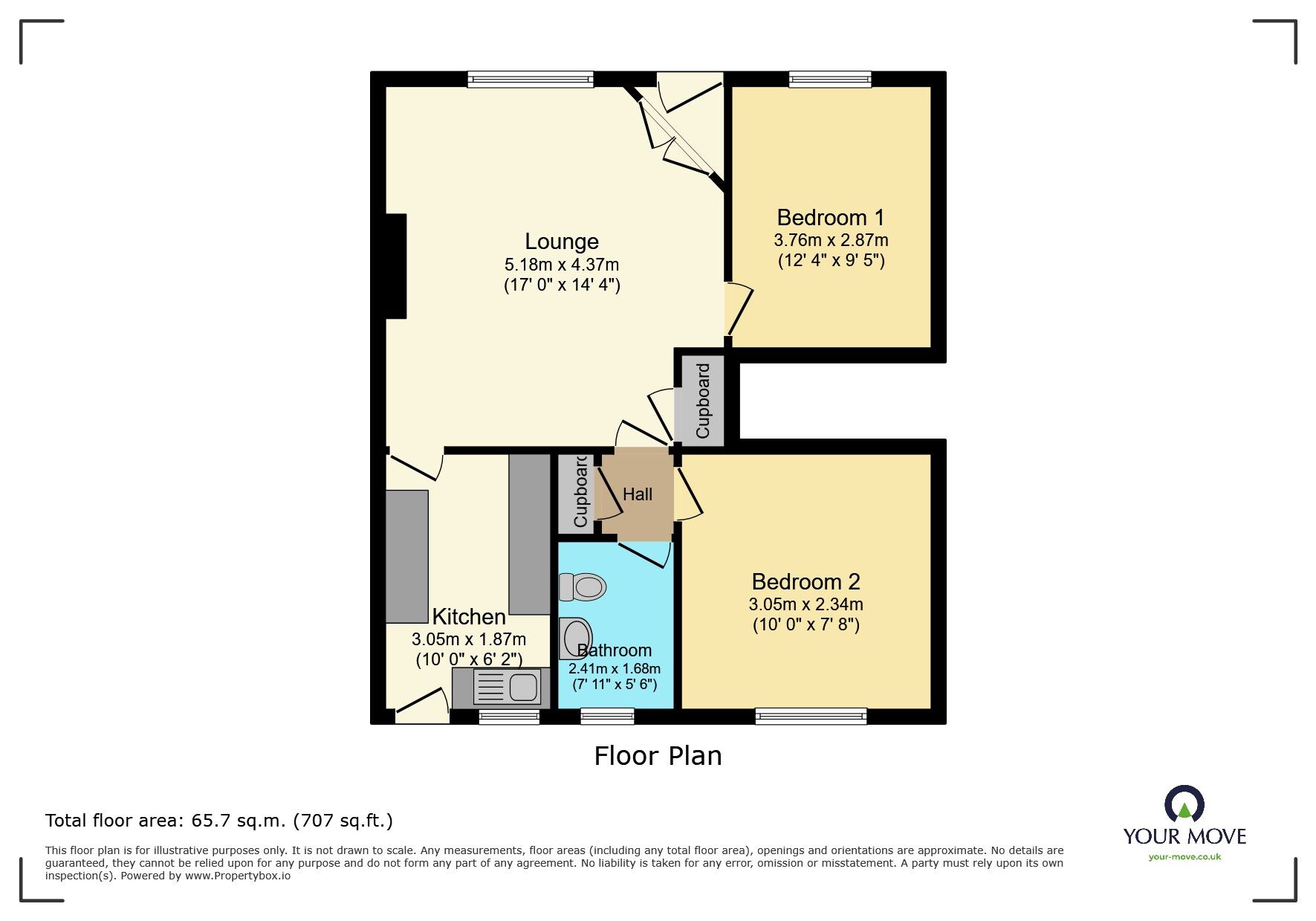 Floorplan of 2 bedroom Flat for sale, North Street, Ipplepen, Devon, TQ12