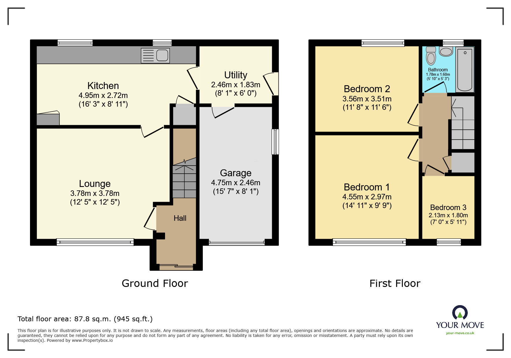 Floorplan of 3 bedroom Semi Detached House for sale, Haldon Close, Newton Abbot, Devon, TQ12