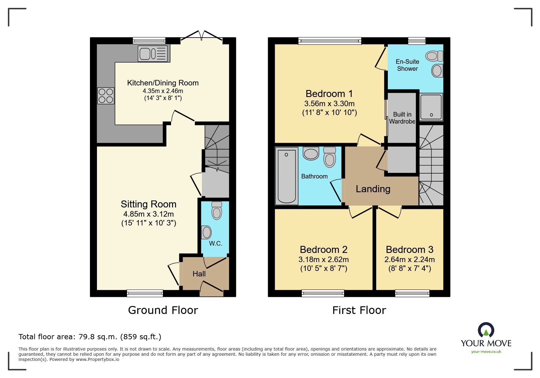 Floorplan of 3 bedroom Mid Terrace House for sale, Osprey Grove, Dawlish, Devon, EX7
