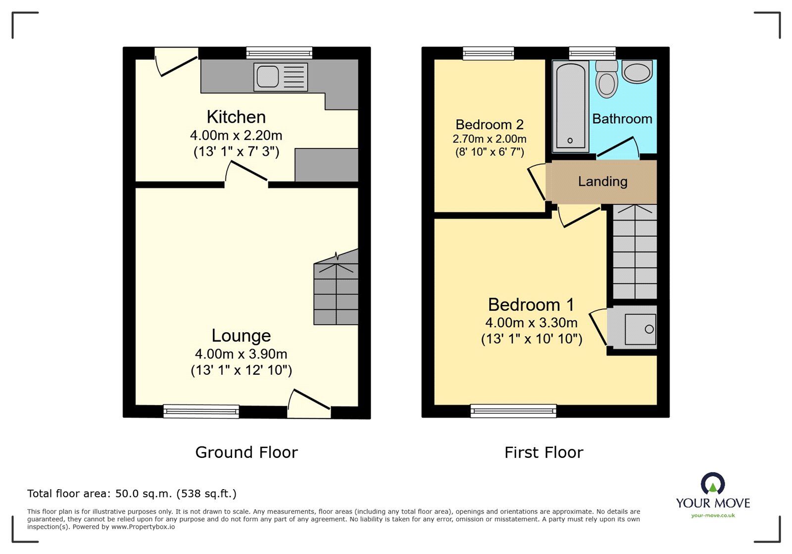 Floorplan of 2 bedroom Mid Terrace House for sale, Lower Cannon Road, Heathfield, Devon, TQ12