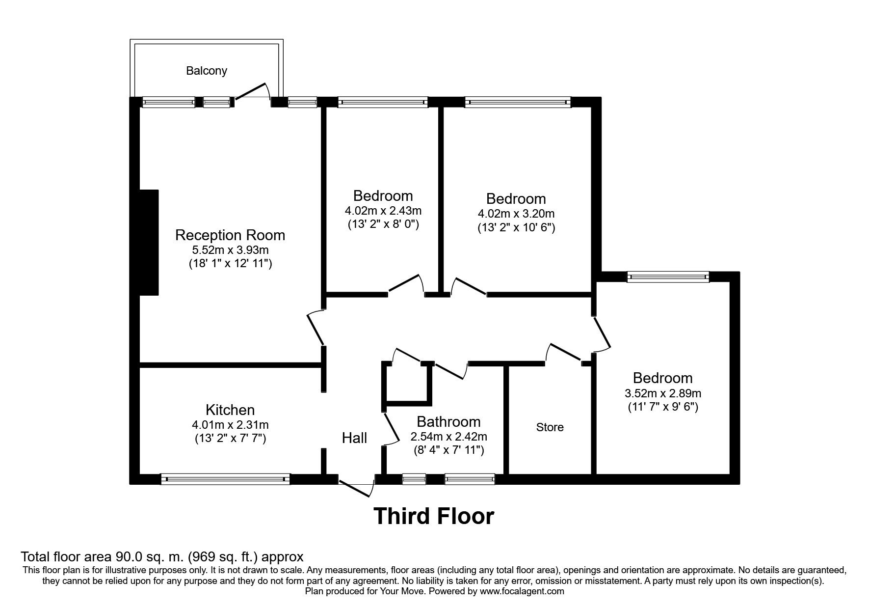 Floorplan of 3 bedroom  Flat to rent, Pear Tree House Brockley Road, London, SE4