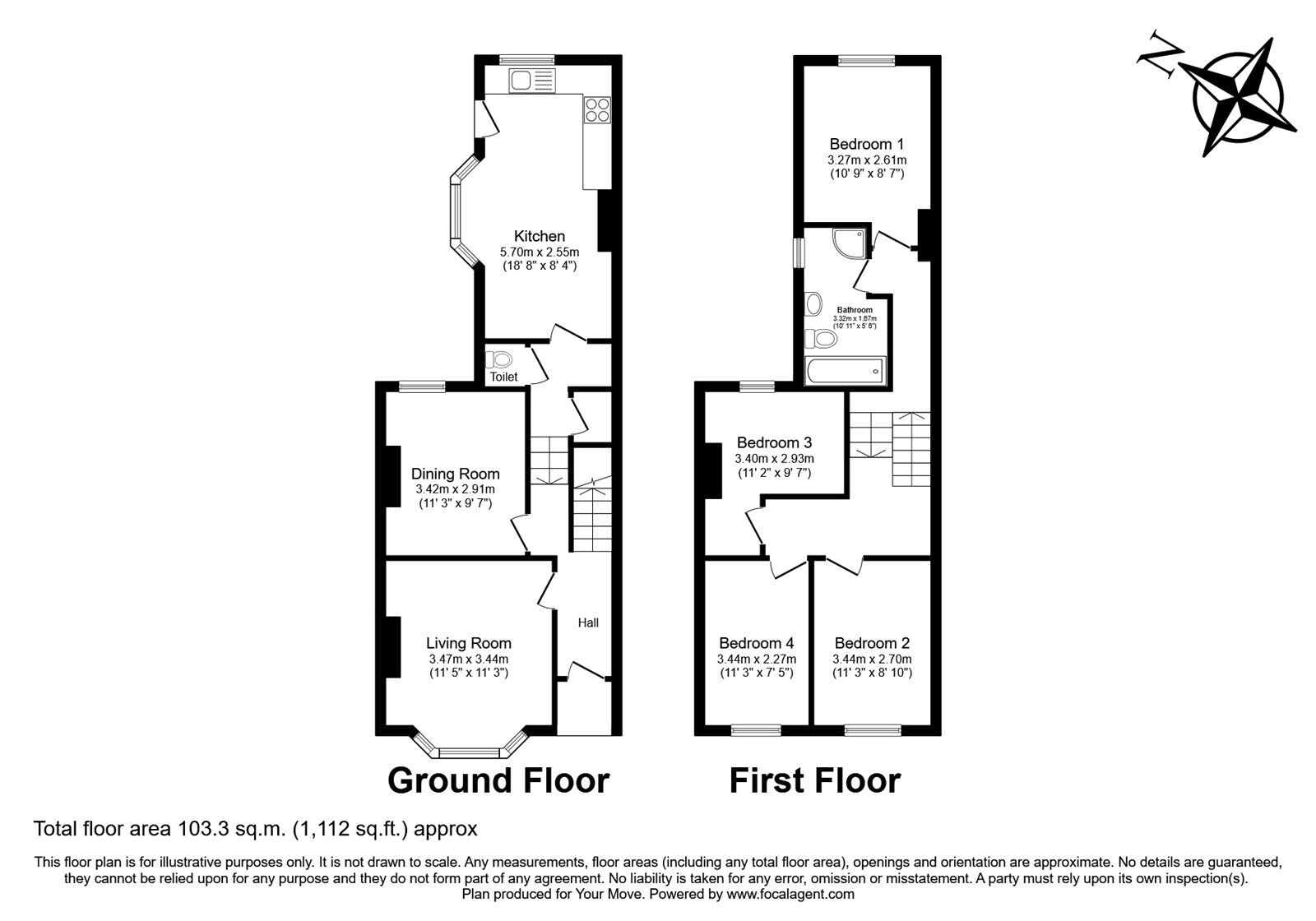 Floorplan of 5 bedroom Mid Terrace House to rent, Monson Road, London, SE14