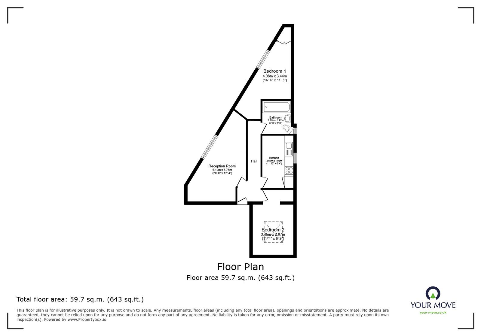 Floorplan of 2 bedroom  Flat for sale, Trundleys Road, London, SE8