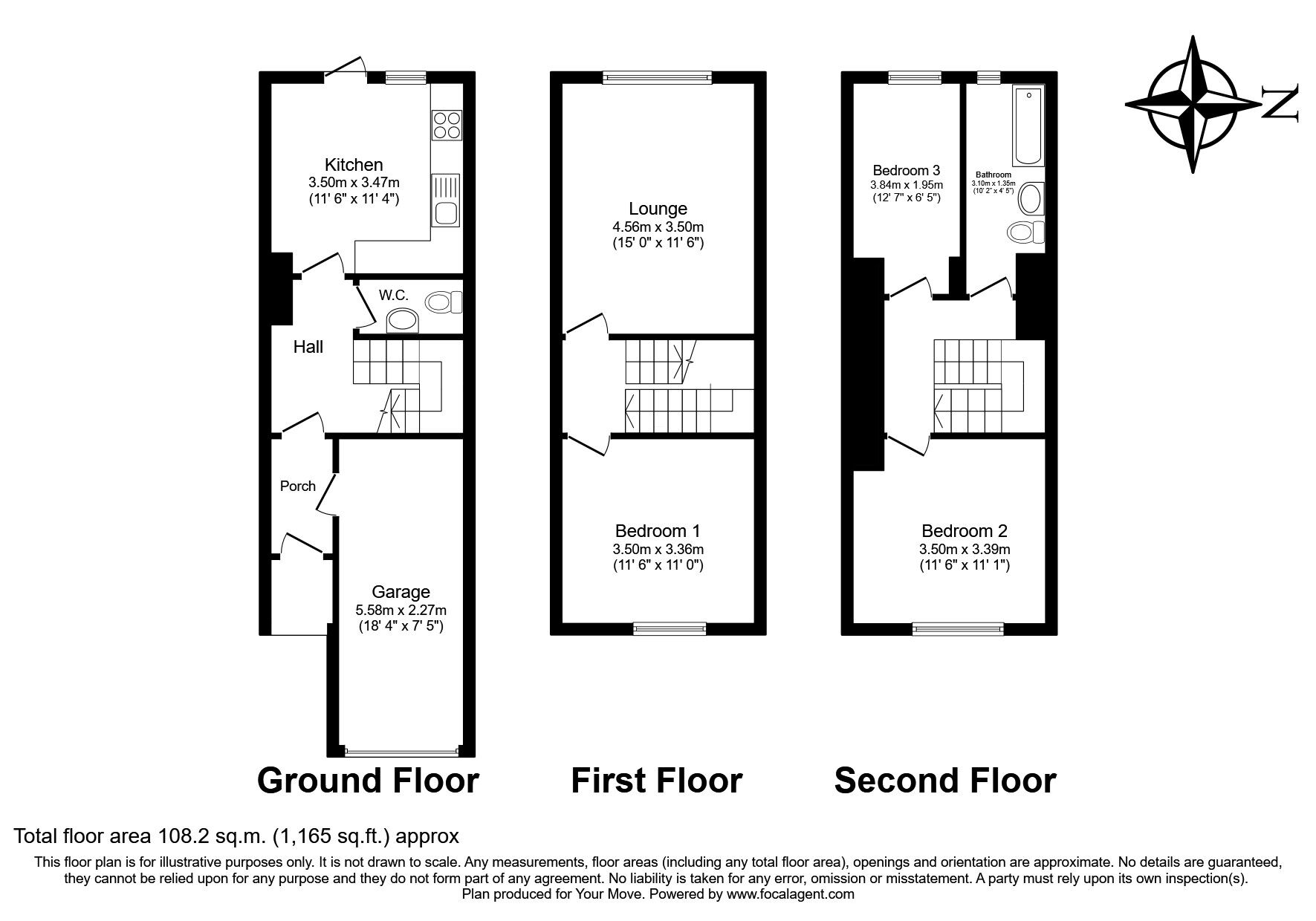 Floorplan of 3 bedroom Mid Terrace House for sale, Romney Close, London, SE14
